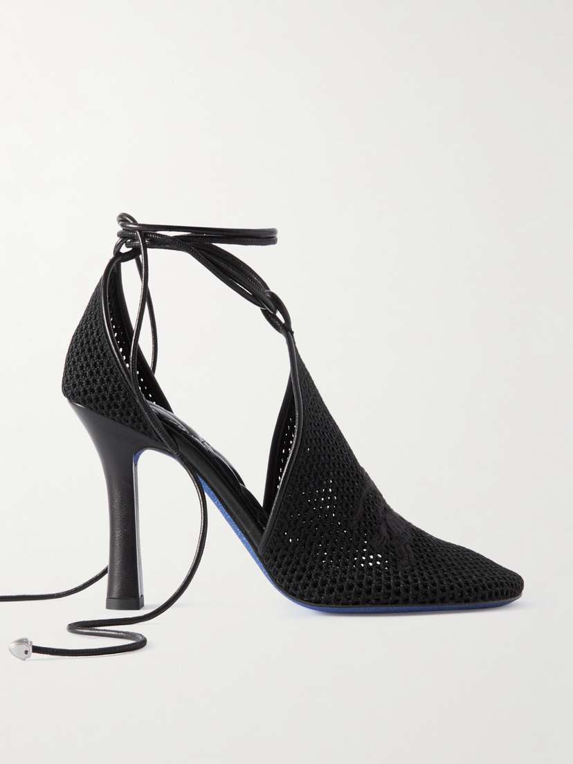 Burberry Leather-trimmed Embroidered Crocheted Pumps