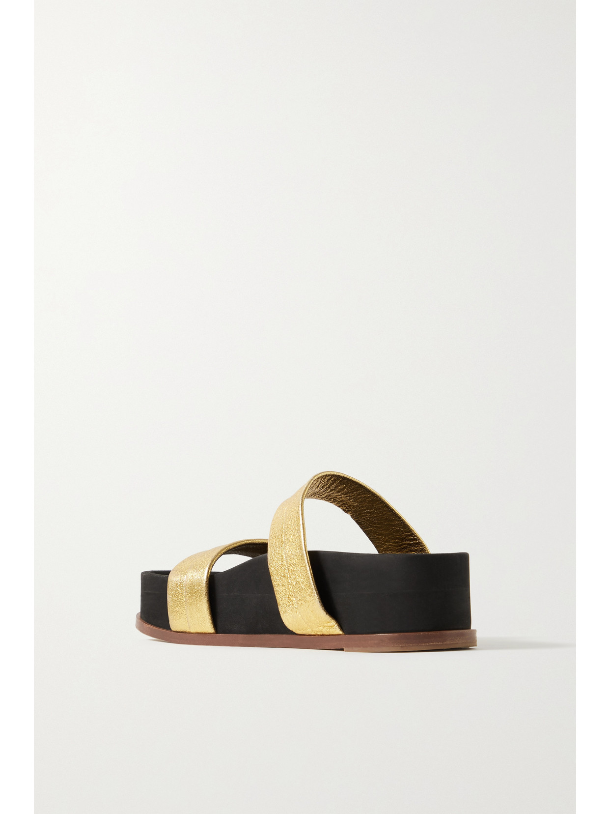 Shop Gabriela Hearst Striker Metallic Textured-leather Slides In Black