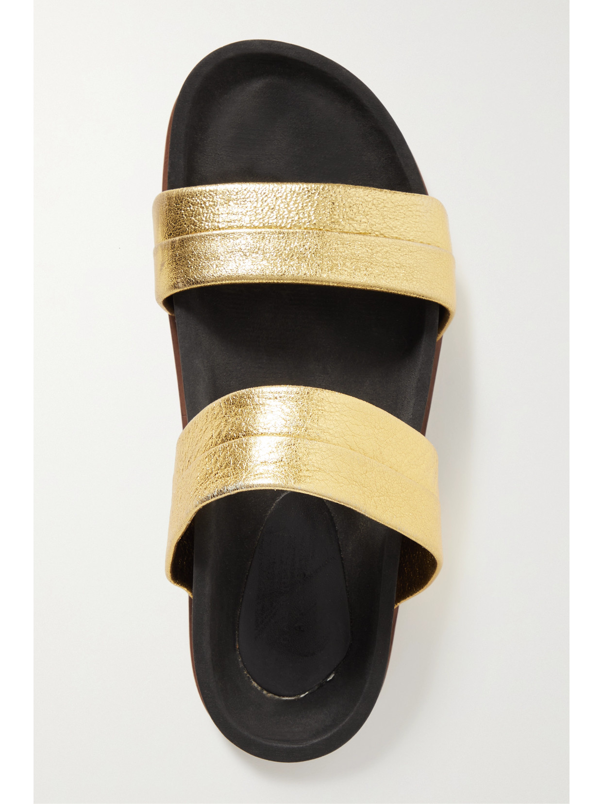 Shop Gabriela Hearst Striker Metallic Textured-leather Slides In Black