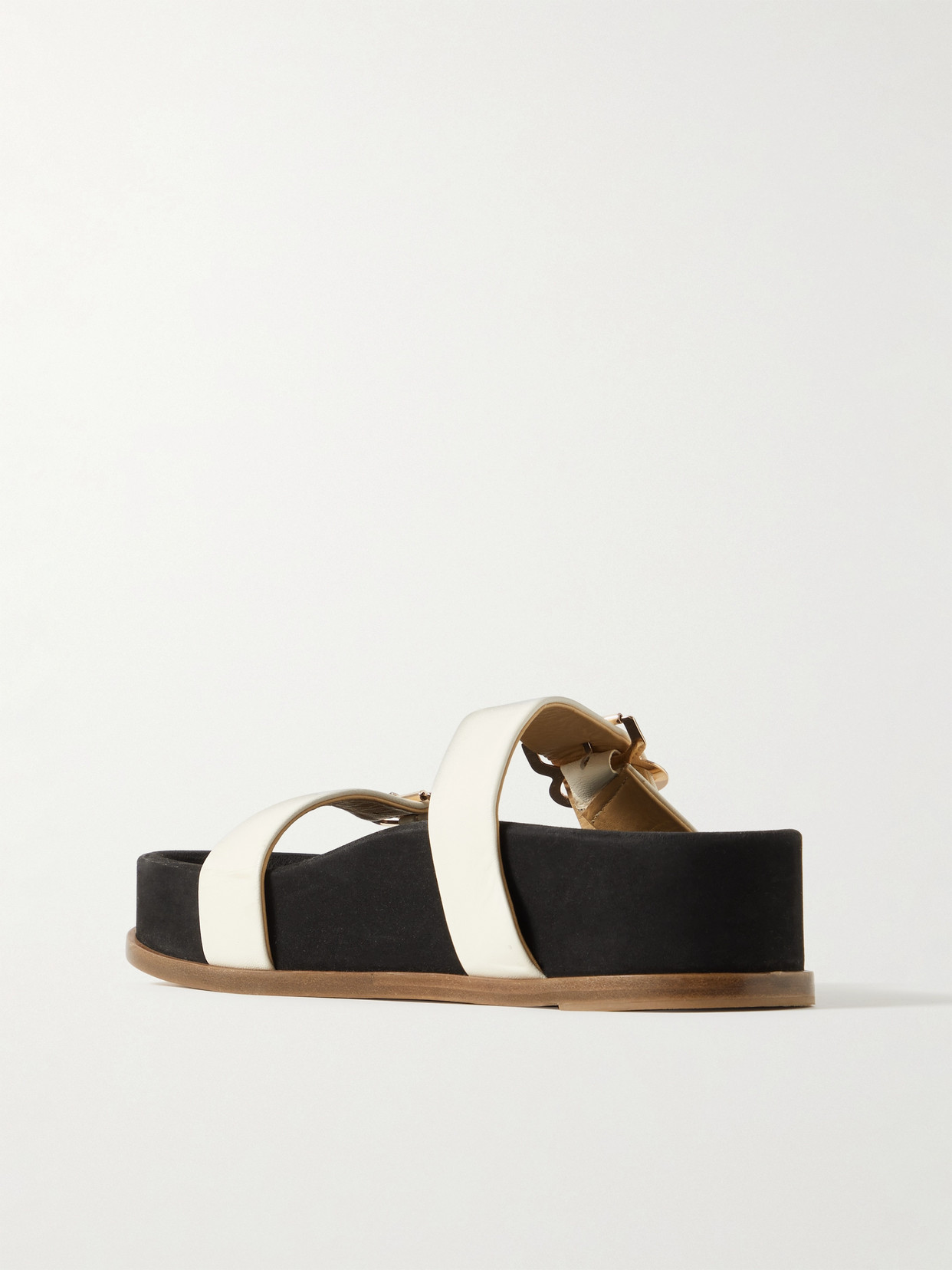 Gabriela Hearst Wren Leather Platform Slides In Ivory