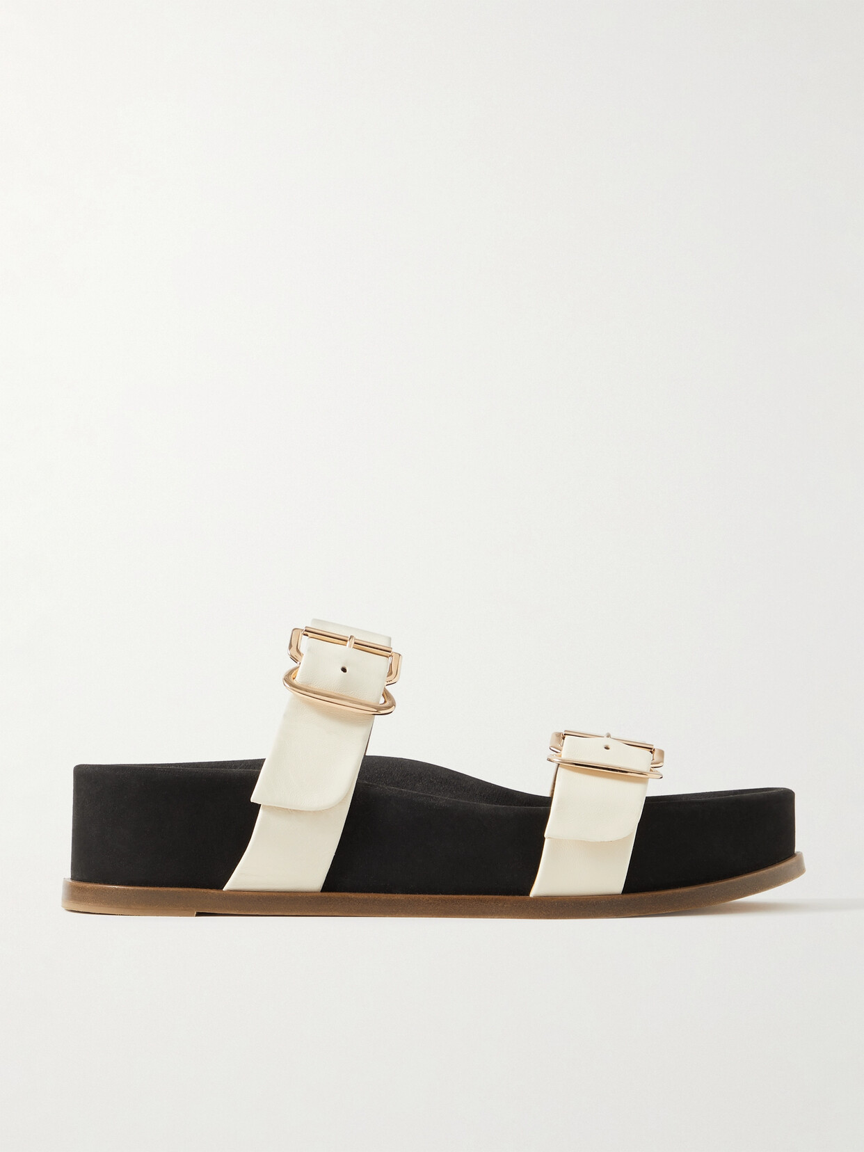 Shop Gabriela Hearst Wren Leather Platform Slides In Ivory