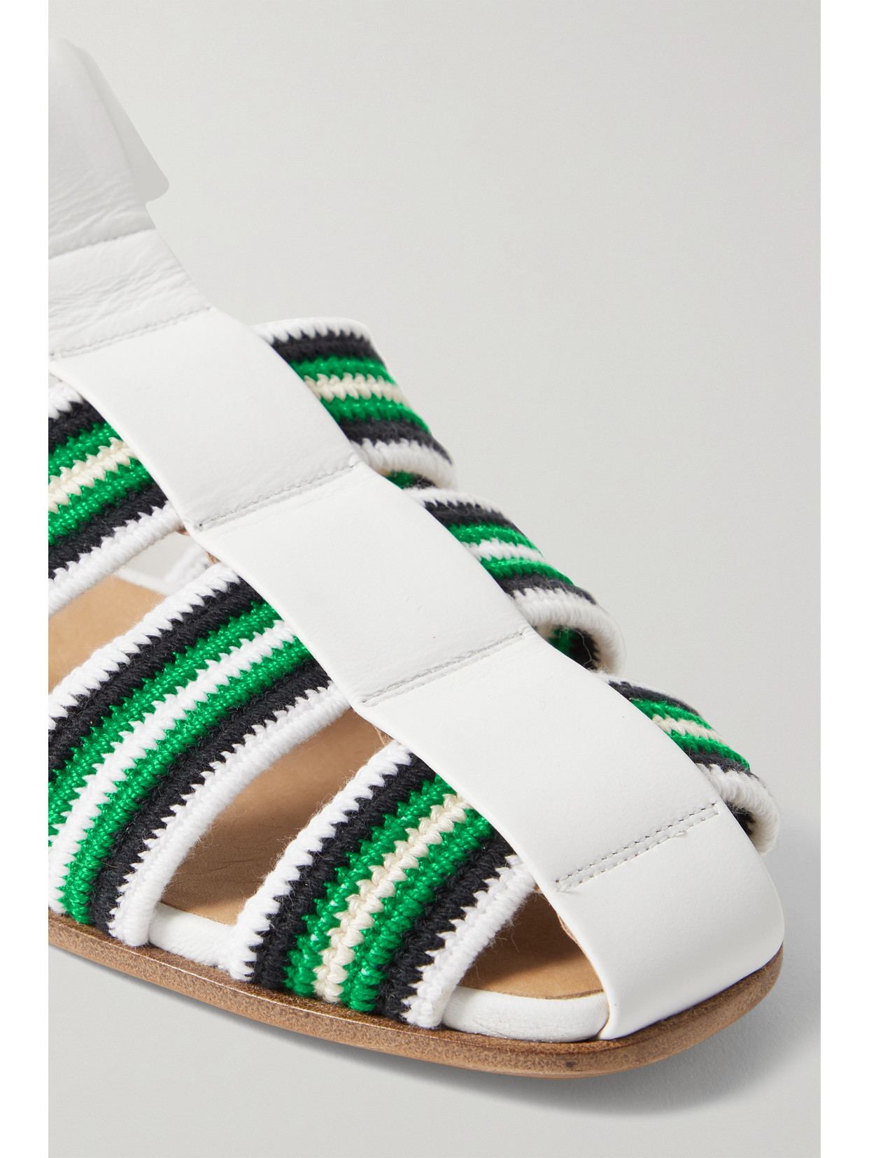 Gabriela Hearst Calla Striped Crochet-knit And Leather Sandals In Ivory