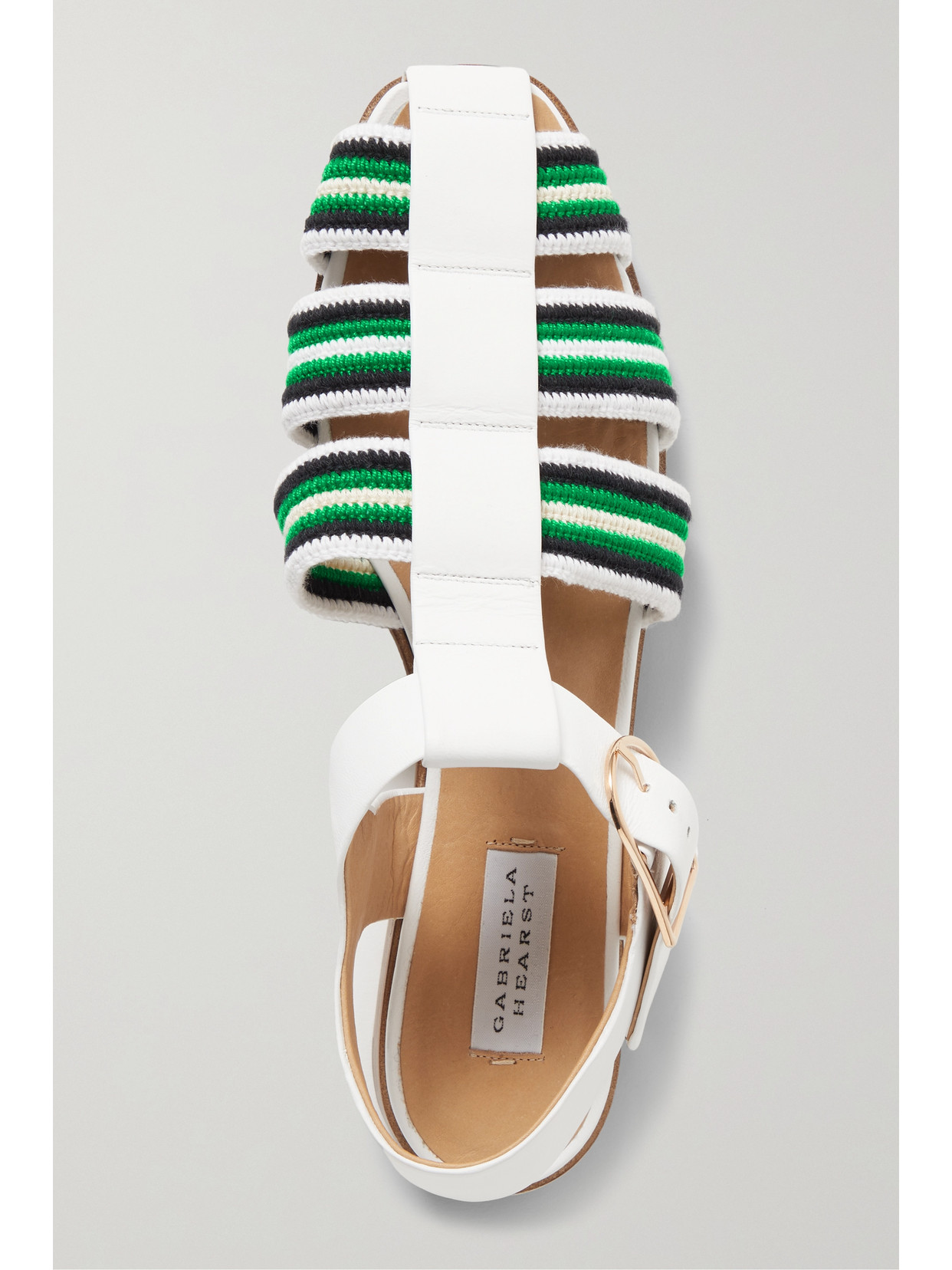 Gabriela Hearst Calla Striped Crochet-knit And Leather Sandals In Ivory