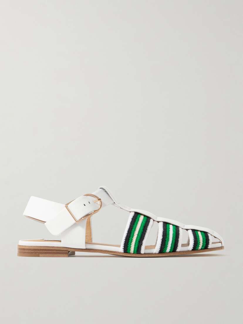 Gabriela Hearst Calla Striped Crochet-knit And Leather Sandals