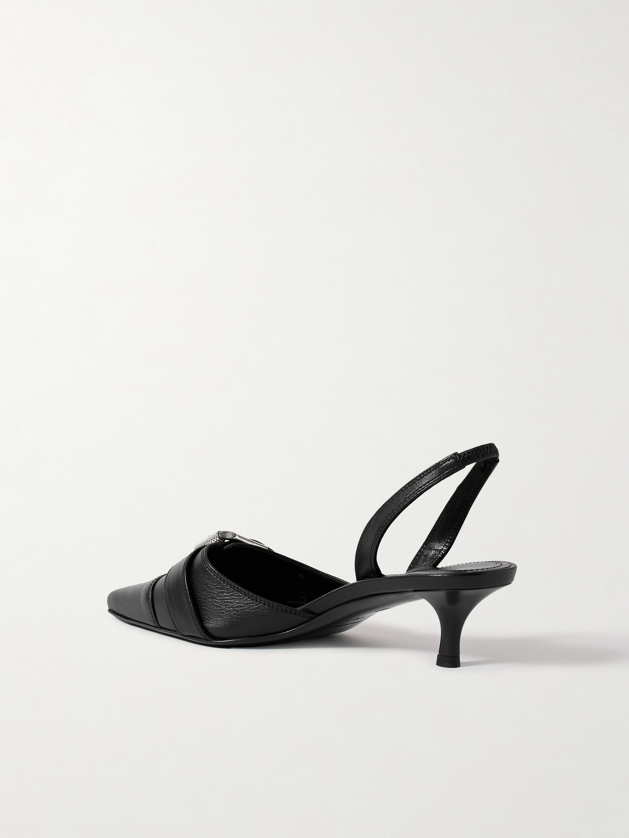 Shop Givenchy Voyou Buckled Textured-leather Slingback Pumps In Black