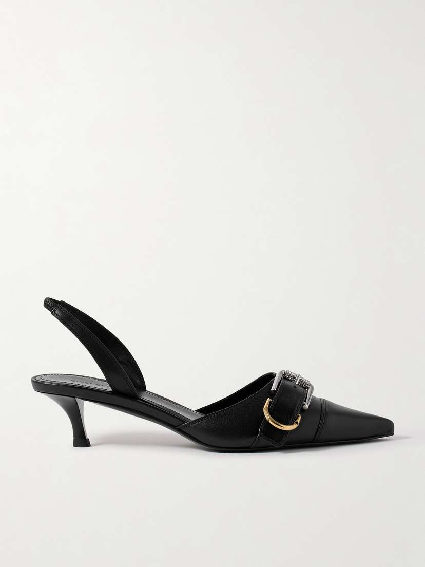 Givenchy Voyou Buckled Textured-leather Slingback Pumps