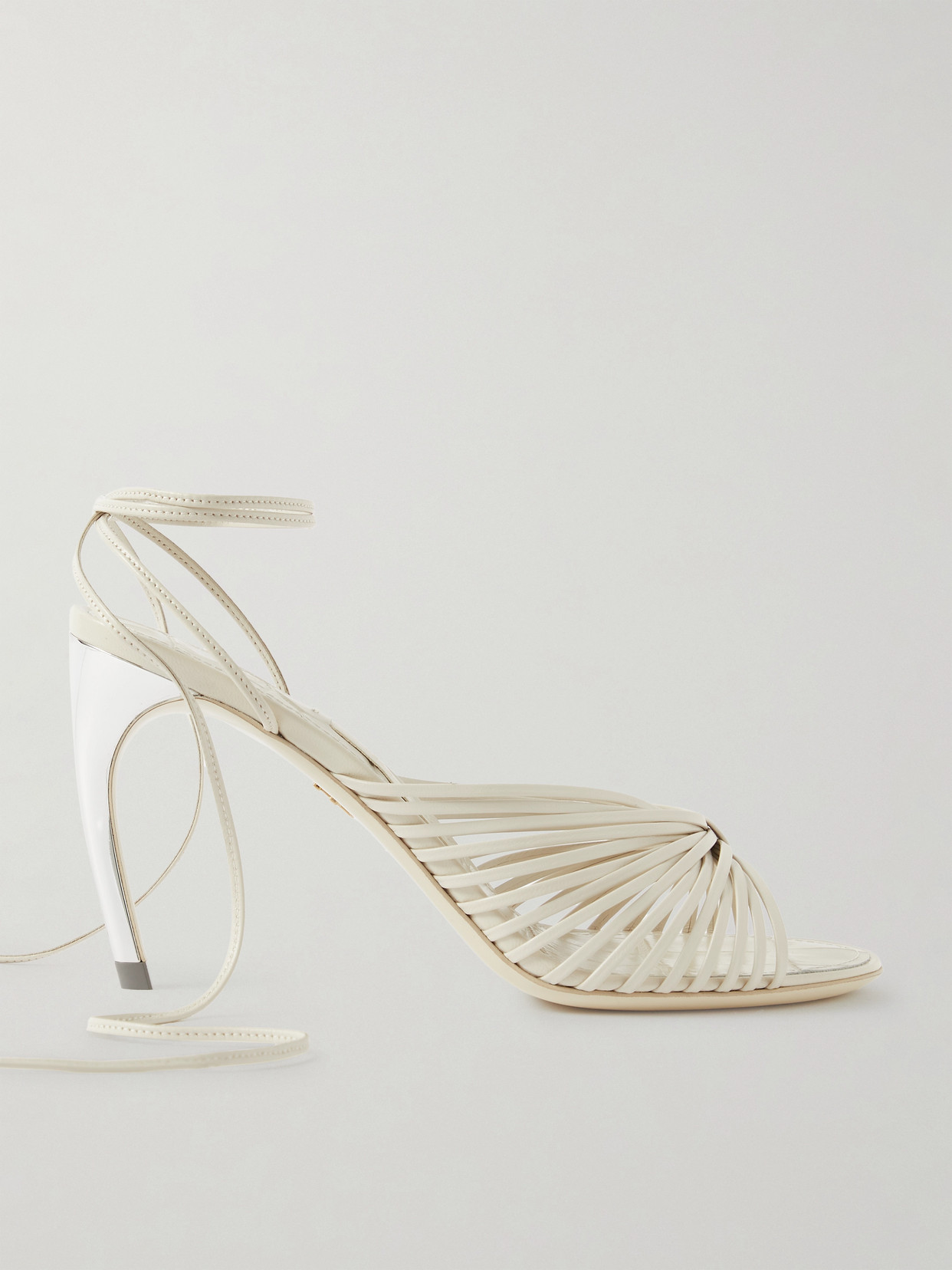 Ferragamo Atena 85 Leather Sandals In Off-white