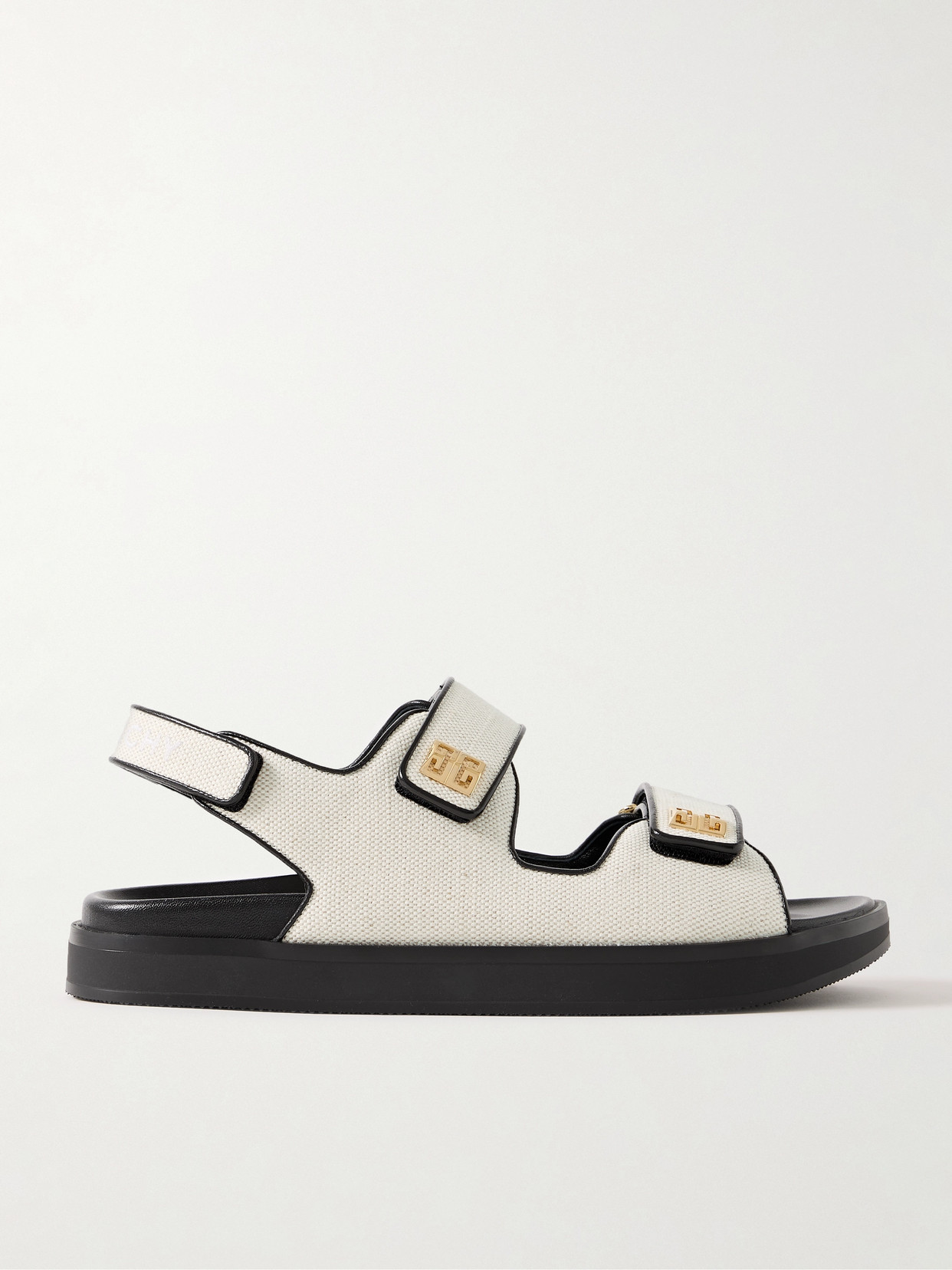Givenchy 4g Logo-embellished Leather-trimmed Canvas Sandals In Neutrals