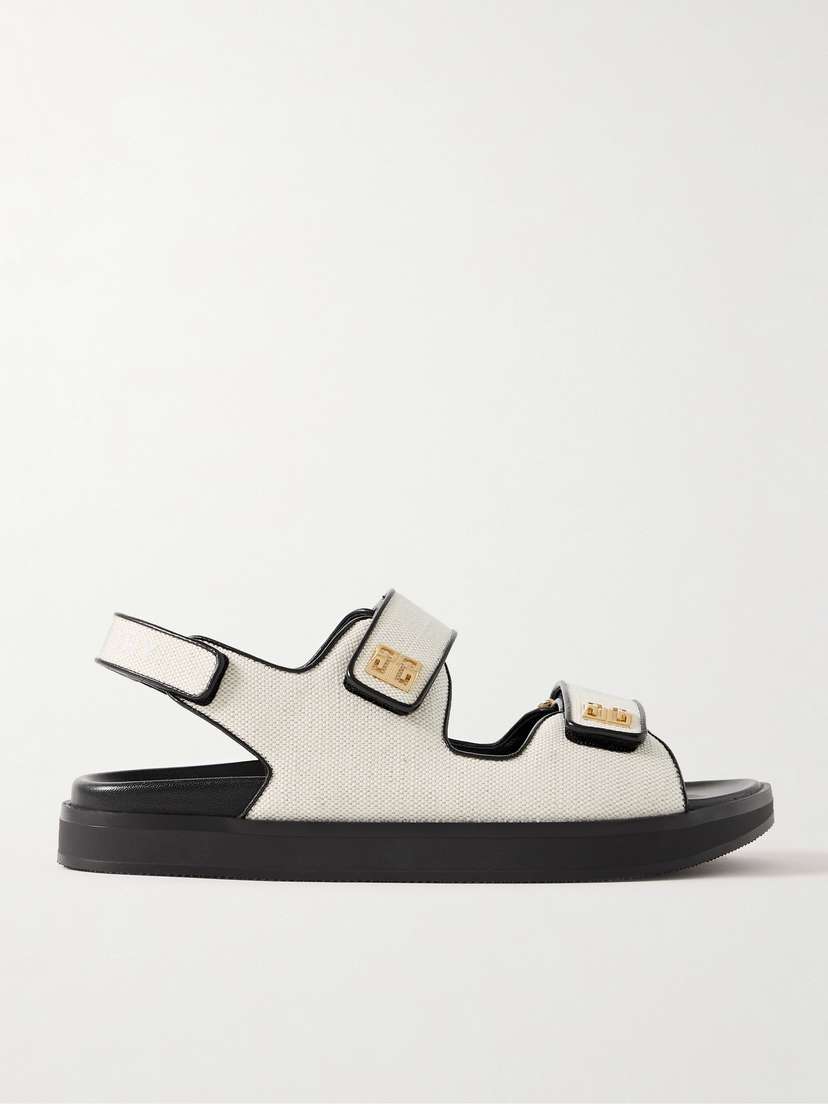 Givenchy 4g Logo-embellished Leather-trimmed Canvas Sandals