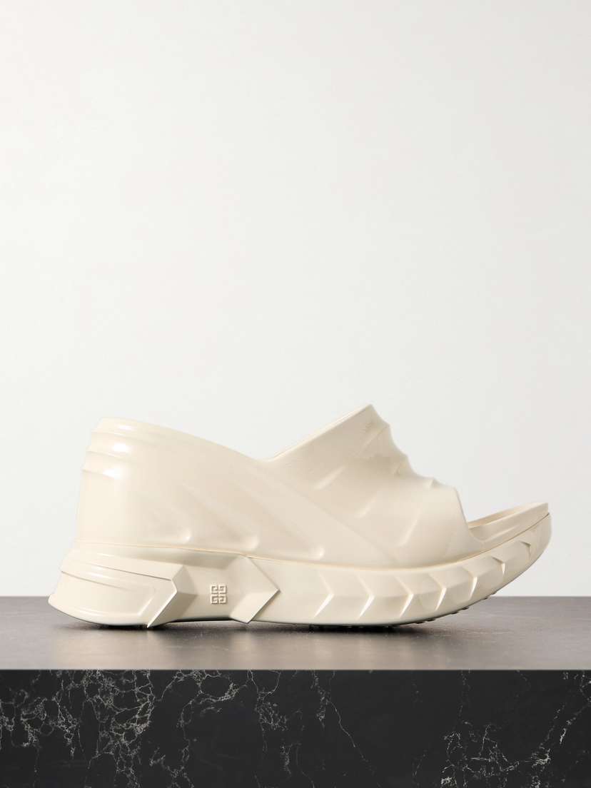 Givenchy Marshmallow Glossed-rubber Platform Wedge Mules