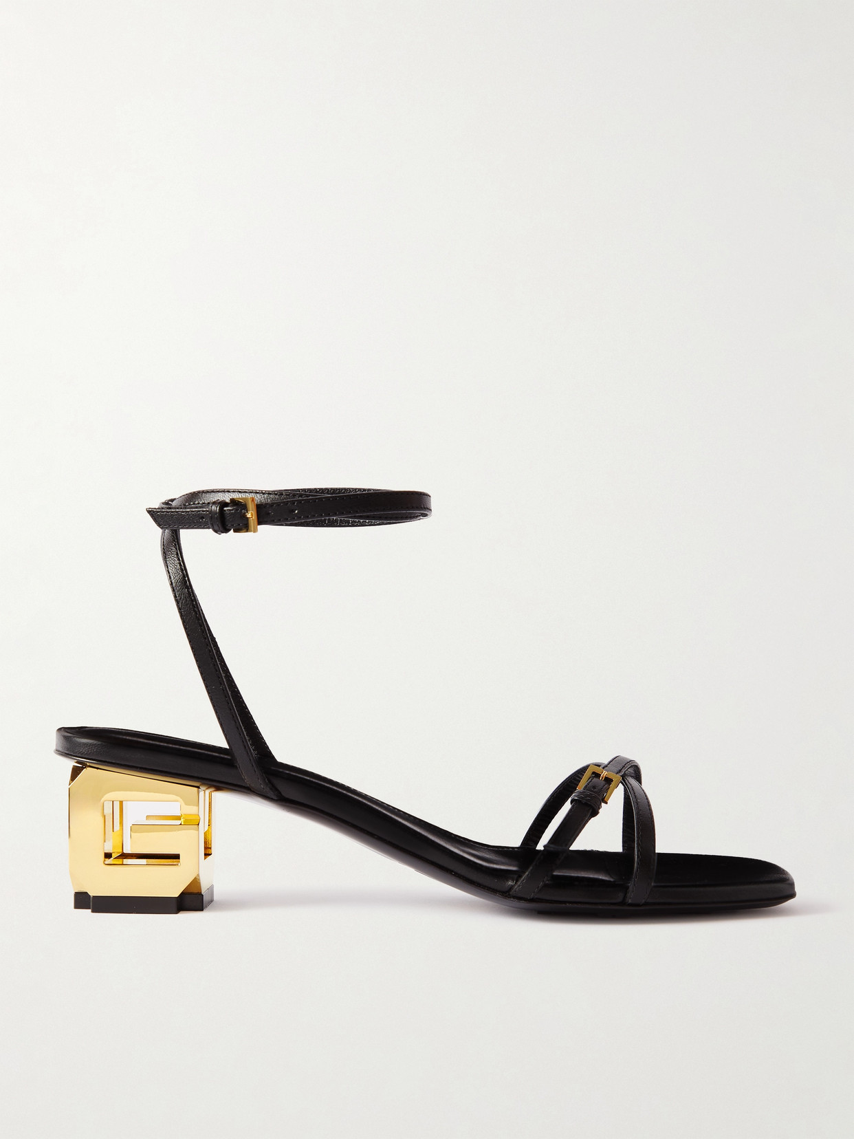 Shop Givenchy Buckle-embellished Leather Sandals In Black