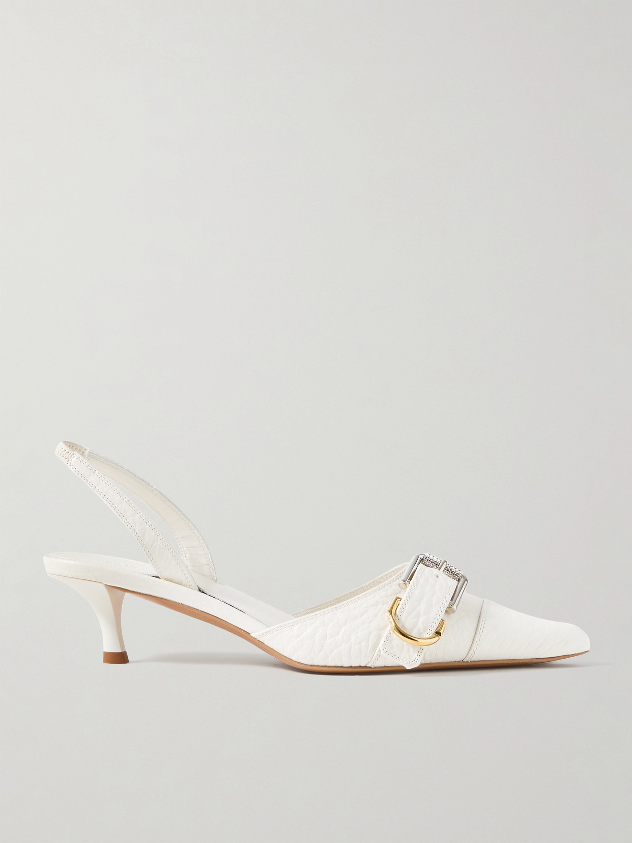 Shop Givenchy Voyou Textured-leather Slingback Pumps In Cream