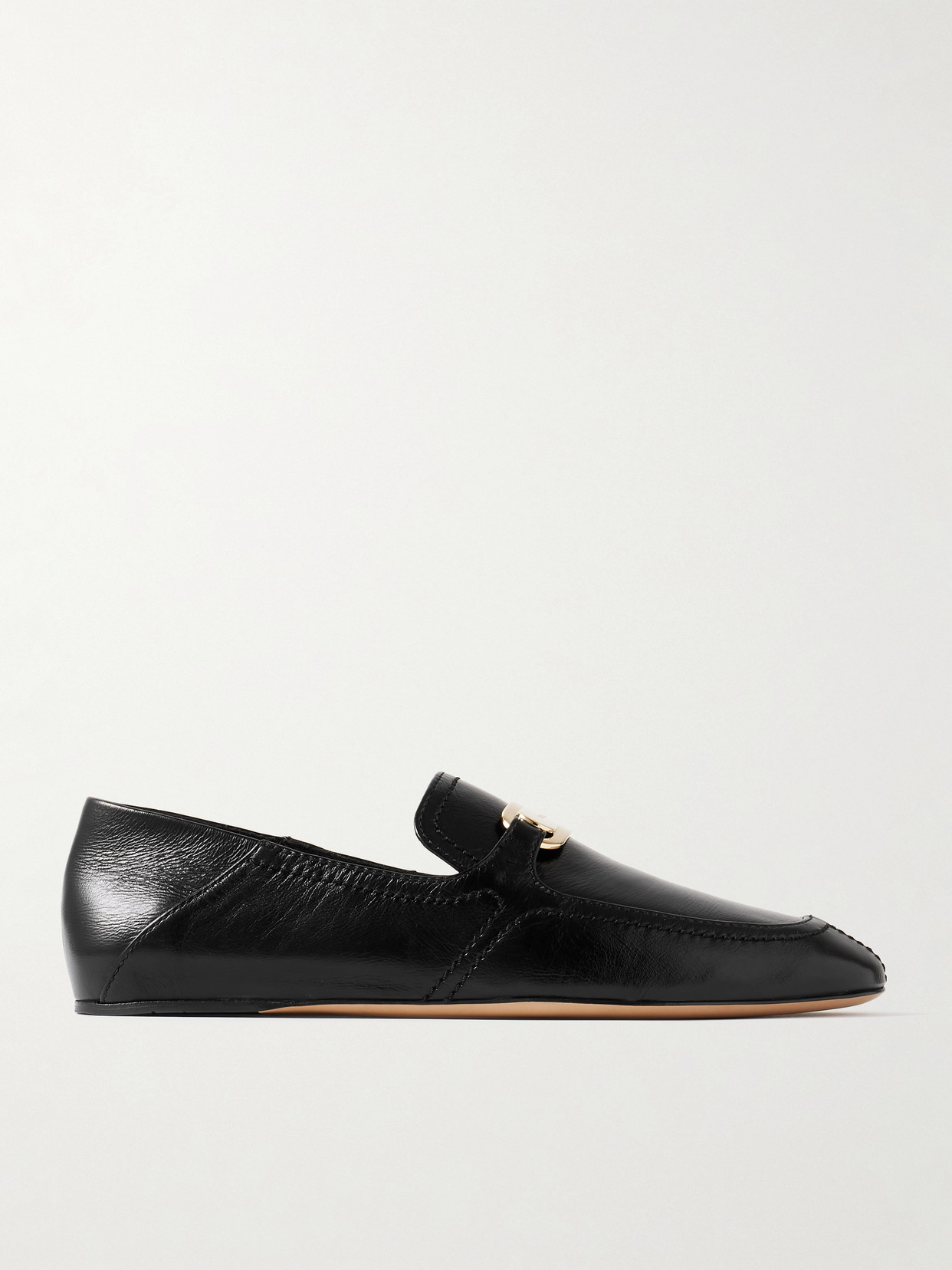 Ferragamo Elaine Collapsible-heel Embellished Leather Loafers In Black