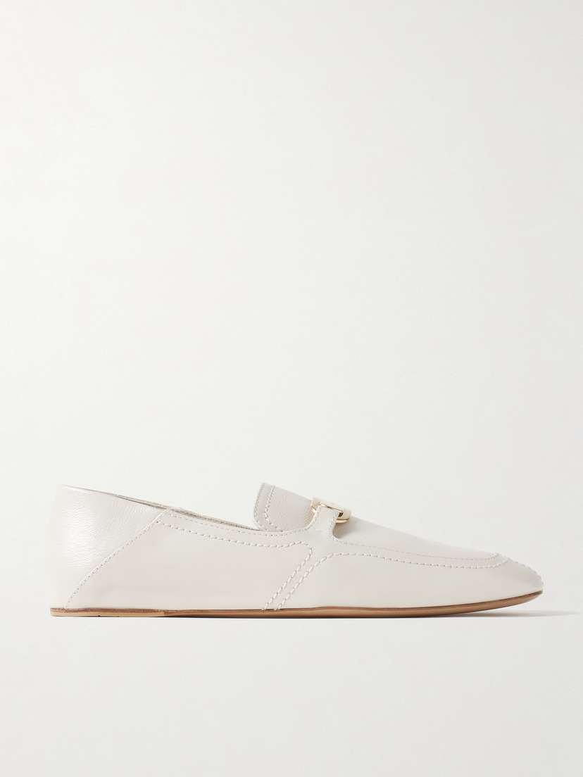 Ferragamo Elaine Collapsible-heel Embellished Leather Loafers