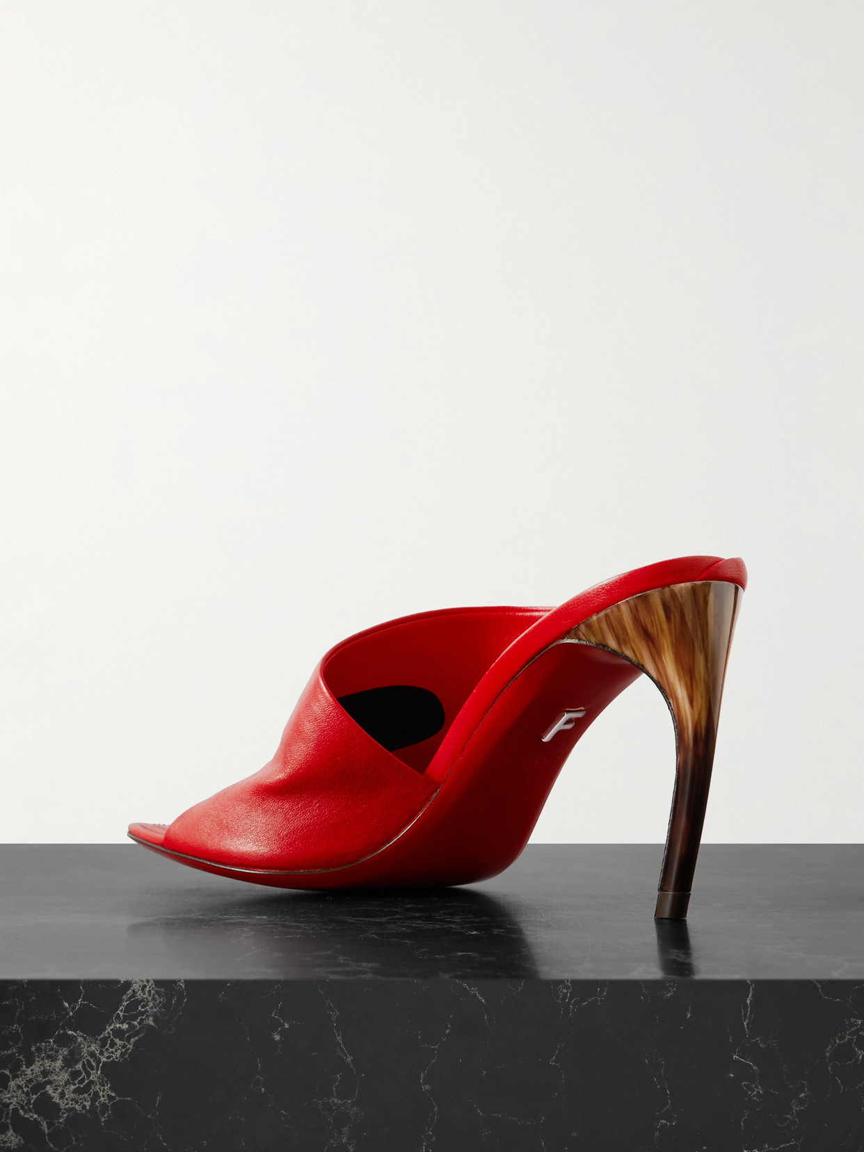 Ferragamo Nymphe Asymmetrical Leather Mule Sandals In Red