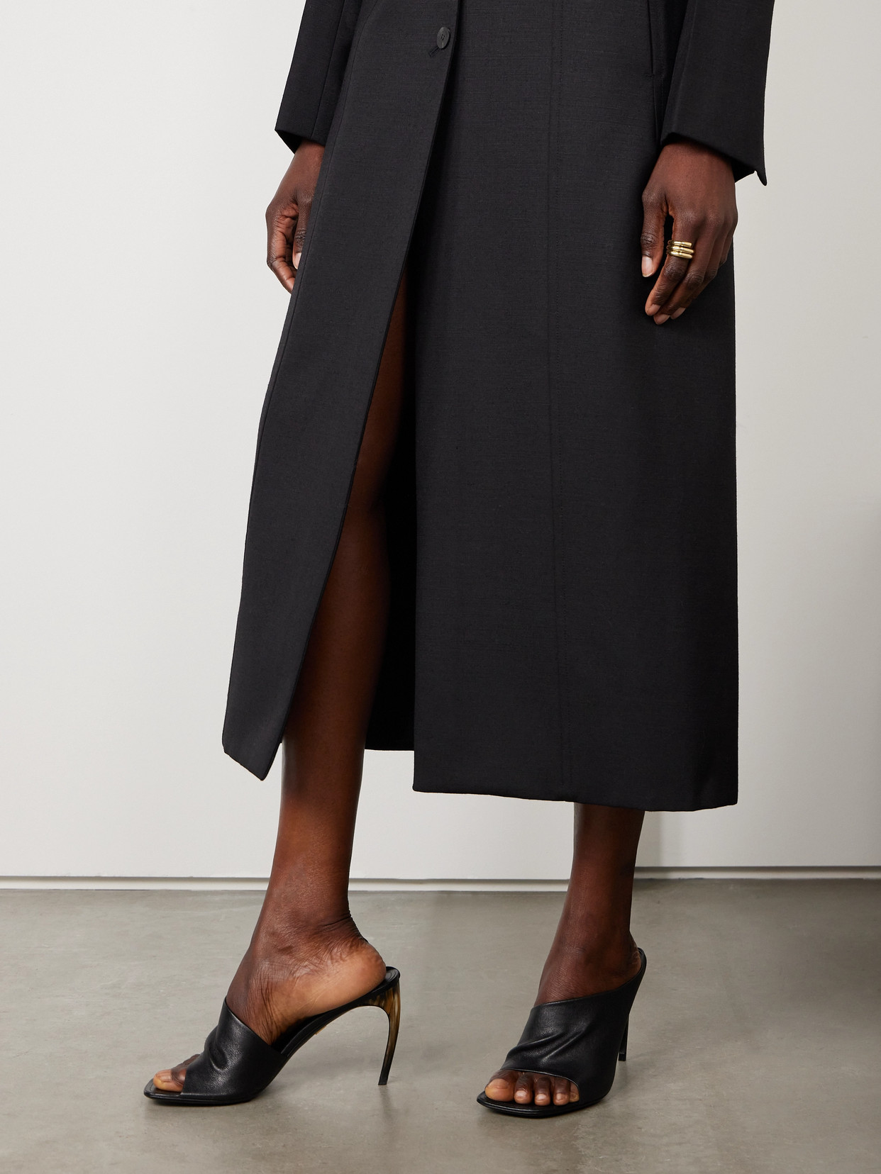 Shop Ferragamo Nymphe Leather Mules In Black