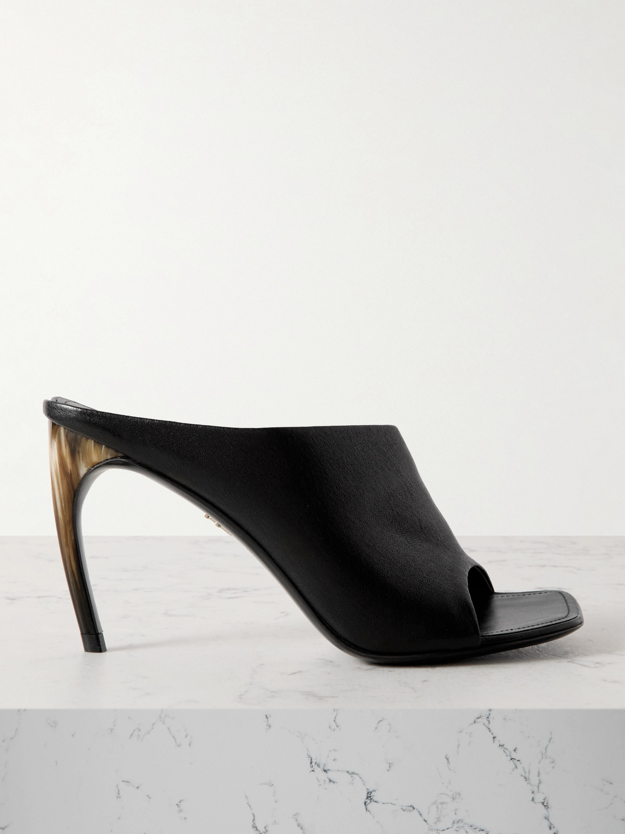 Shop Ferragamo Nymphe Leather Mules In Black