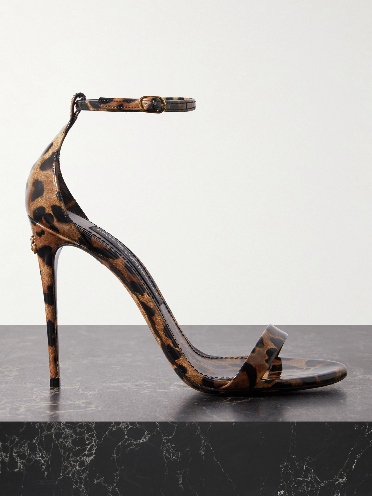 Dolce & Gabbana Leopard-print Patent-leather Sandals In Animal Print