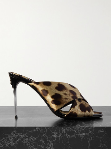 Dolce&Gabbana Leopard-print satin mules