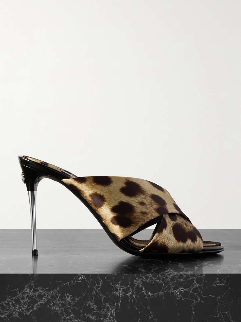 Dolce & Gabbana Leopard-print Satin Mules