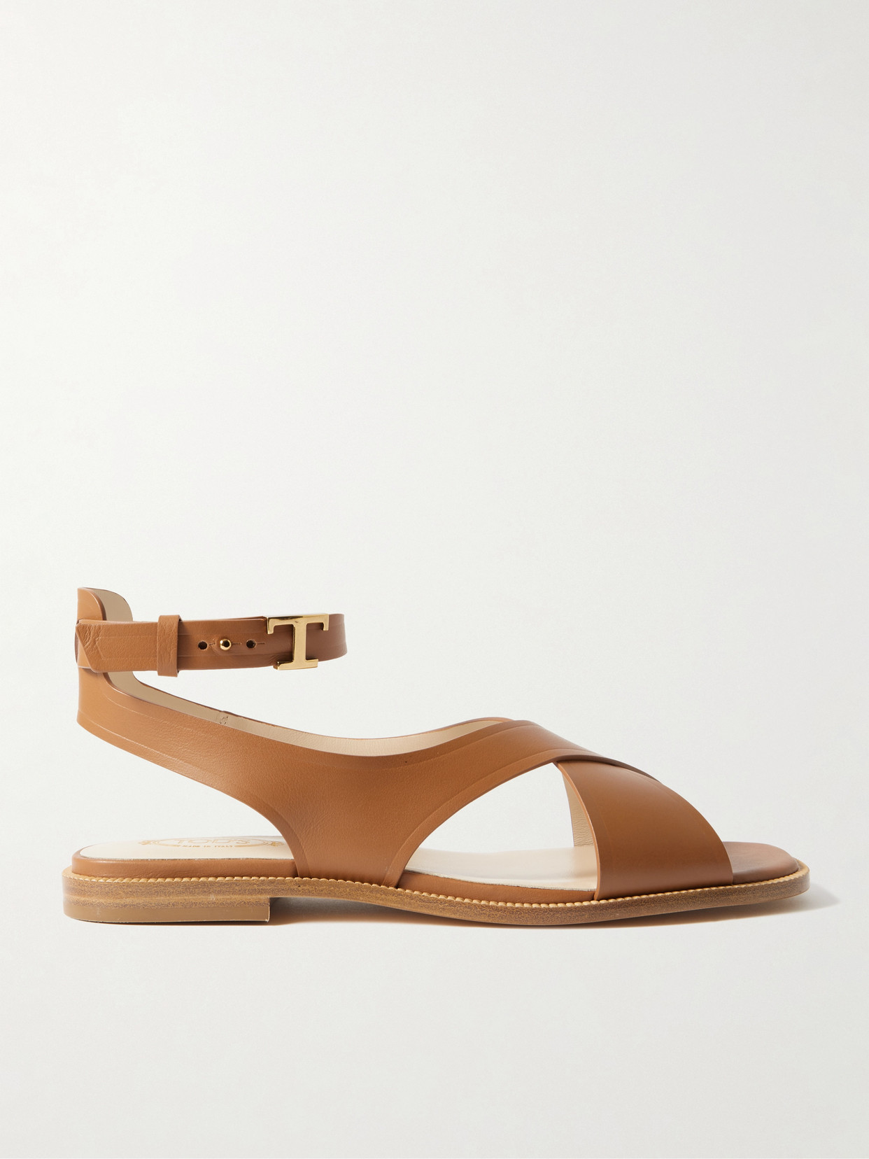 Shop Tod's Leather Sandals In Brown