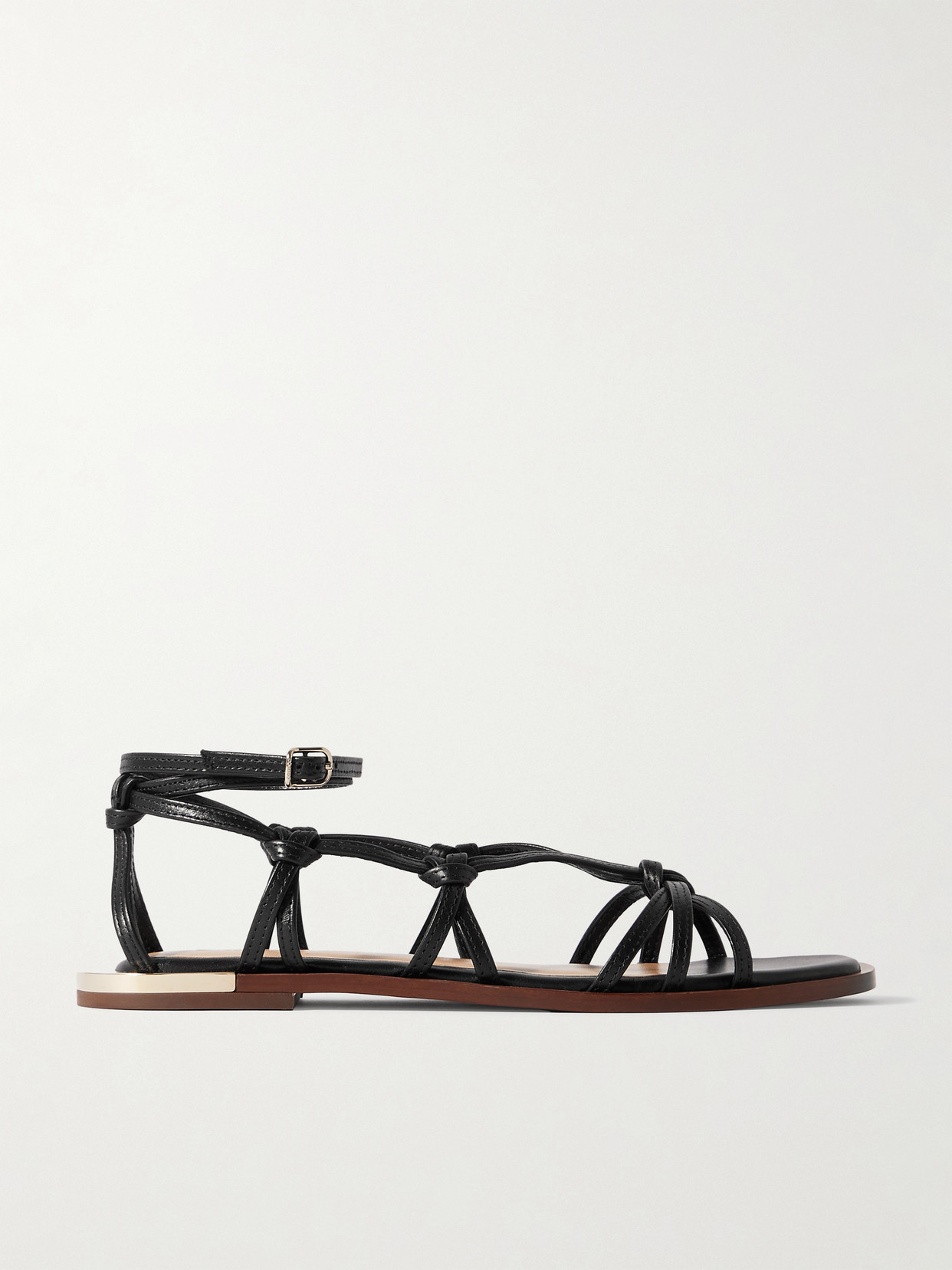 Shop Chloé Uma Knotted Leather Sandals In Black