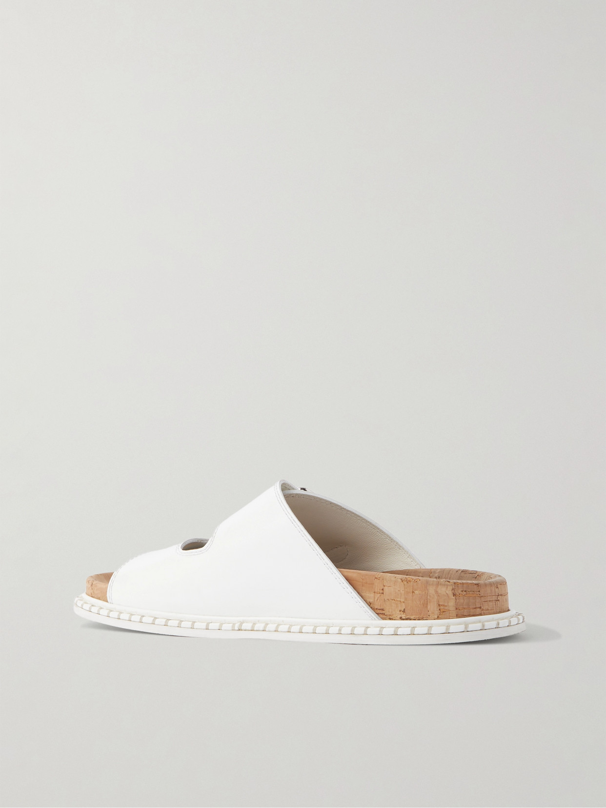 Shop Chloé Rebecca Buckled Leather Slides In White