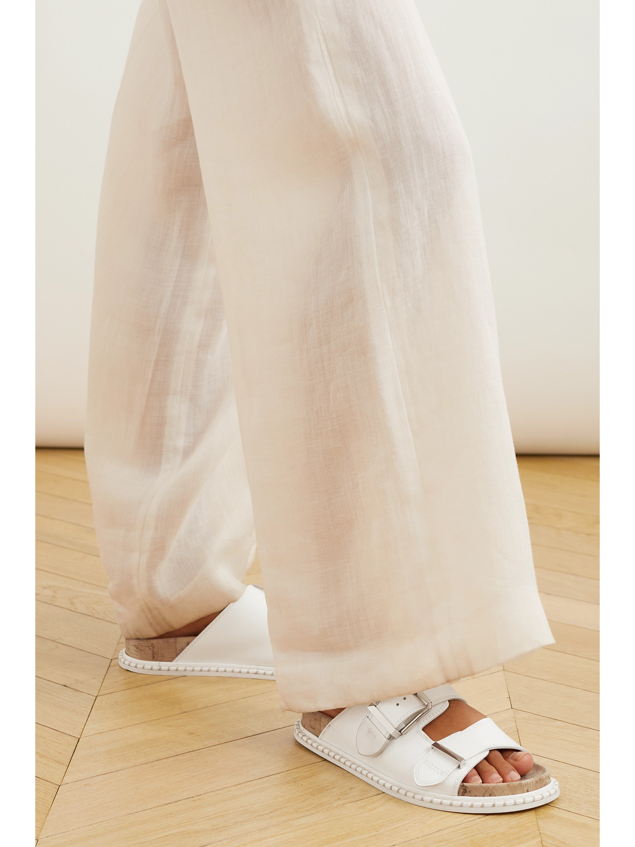 Chloé Rebecca Buckled Leather Slides In White