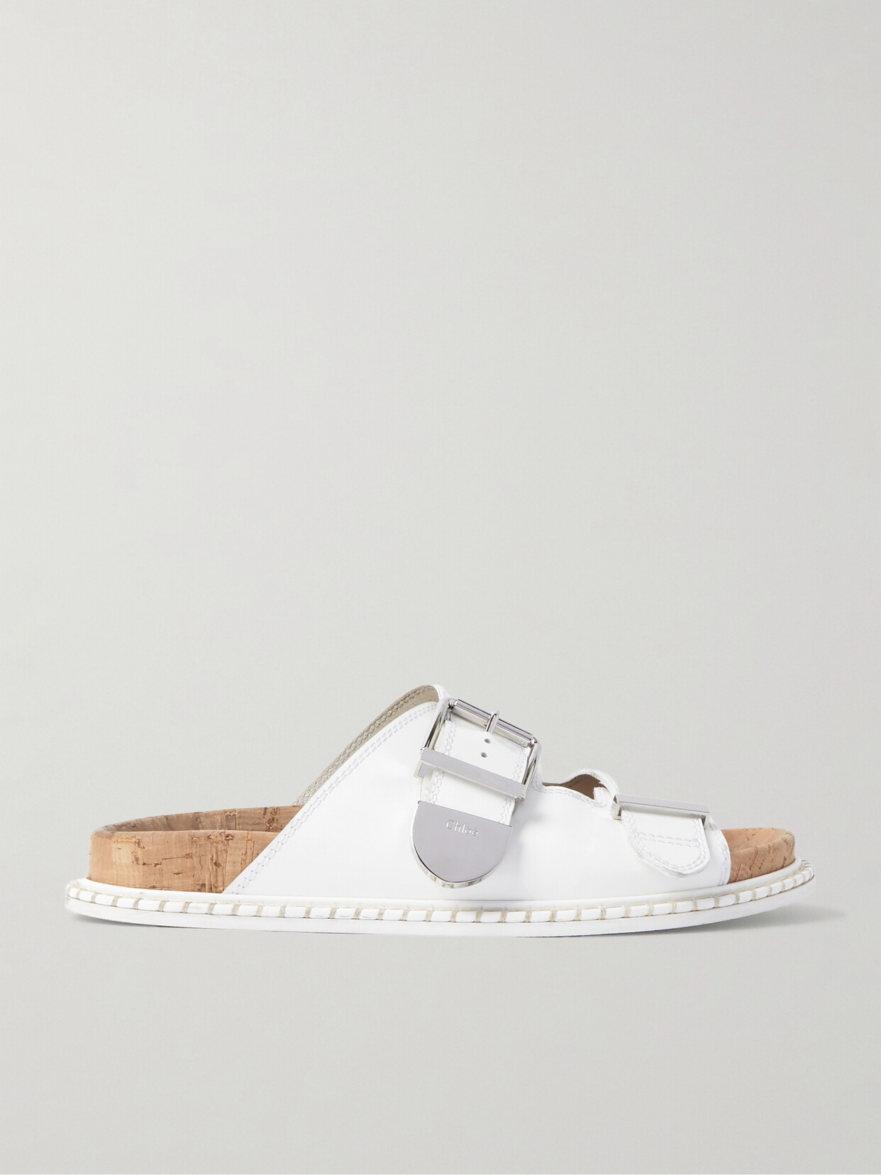 Chloé Rebecca Buckled Leather Slides In White