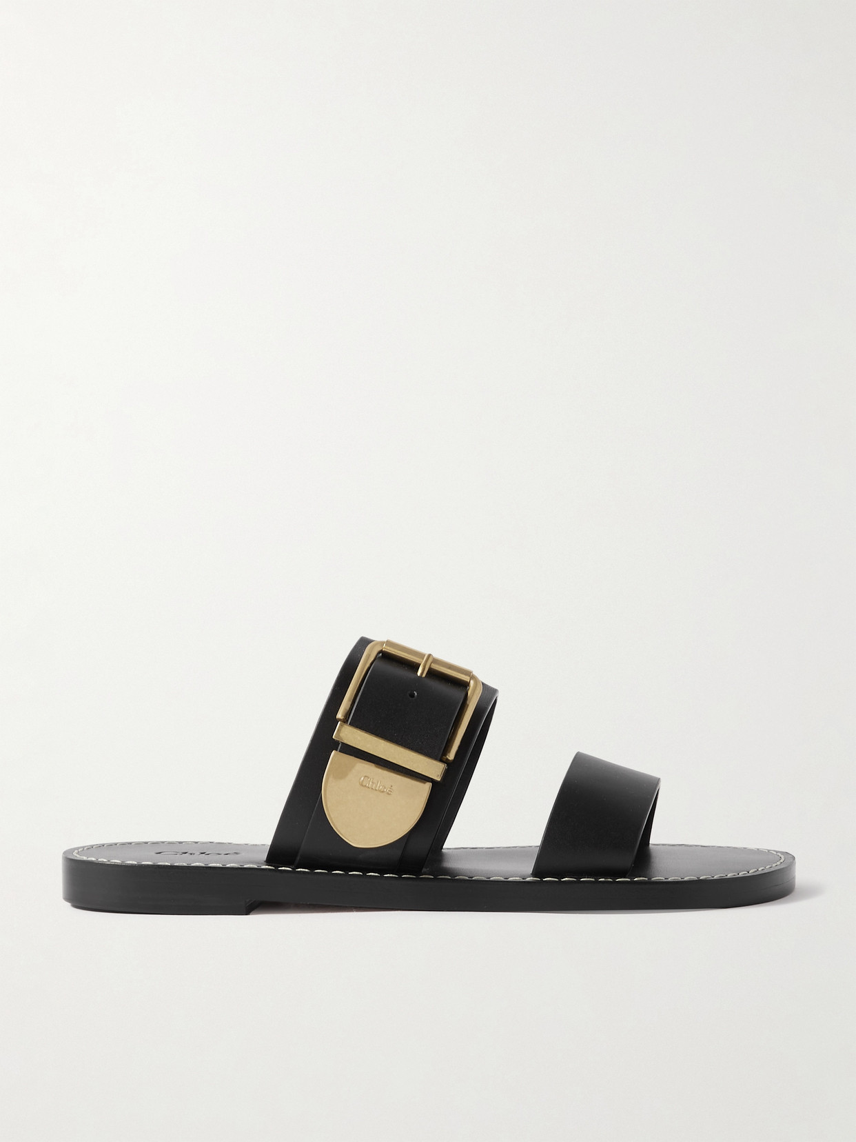 Chloé Rebecca Leather Slides In Black