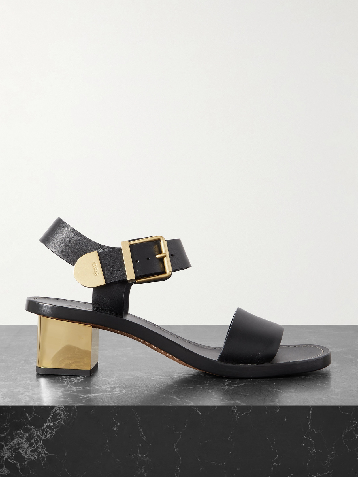 Shop Chloé Rebecca Embellished Leather Sandals In Black