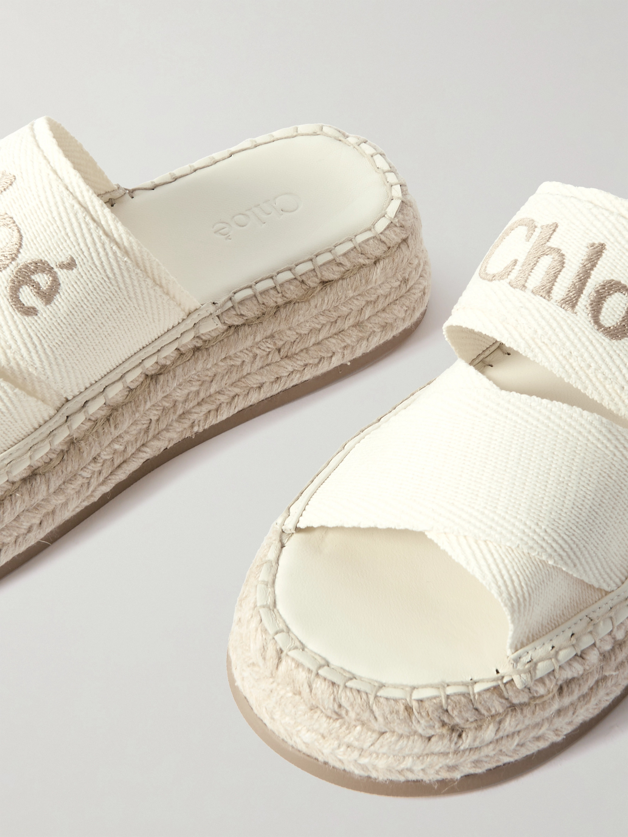 Chloé Mila logo-embroidered canvas espadrille slides