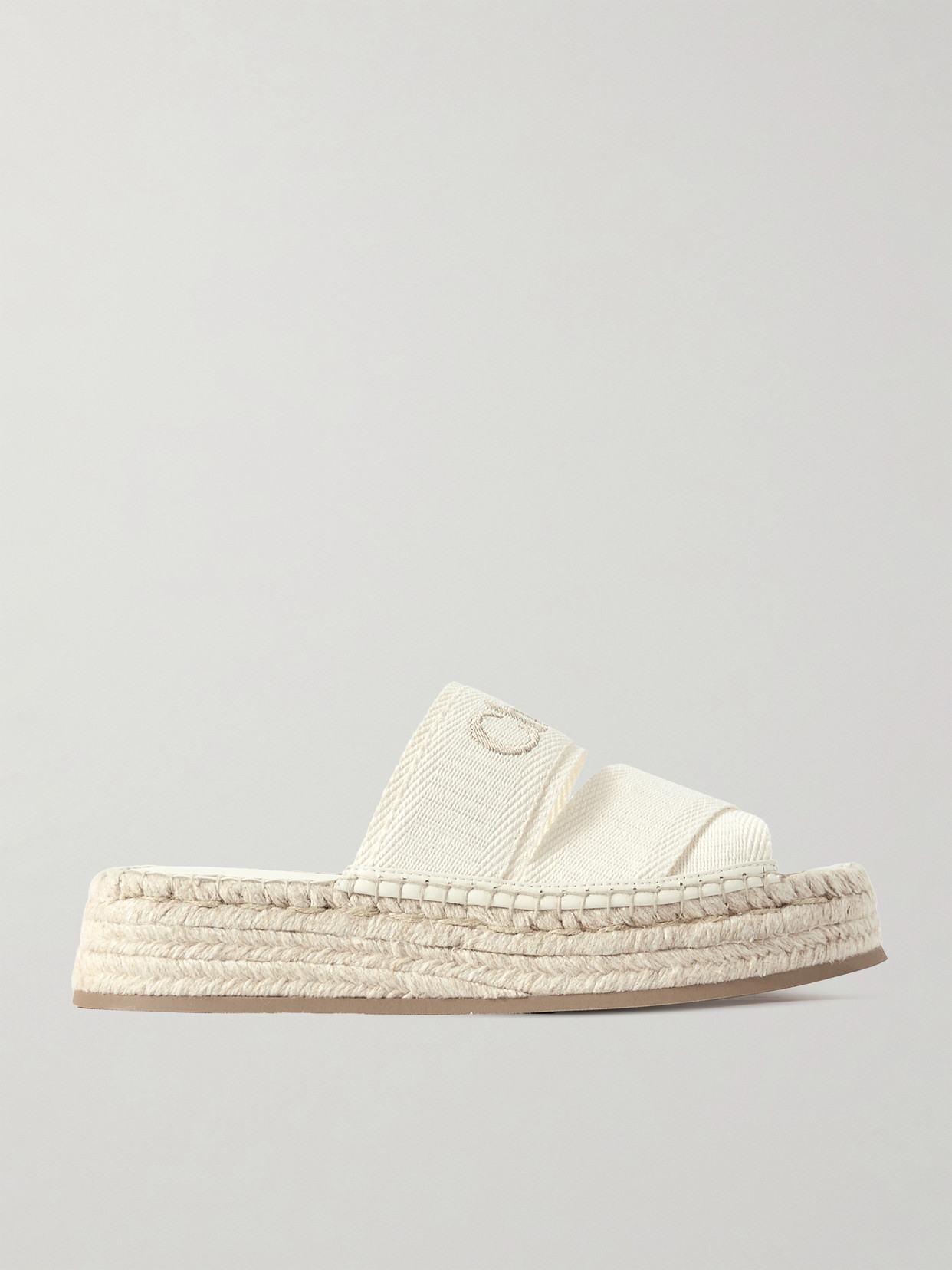 Shop Chloé Mila Logo-embroidered Canvas Espadrille Slides In Off-white