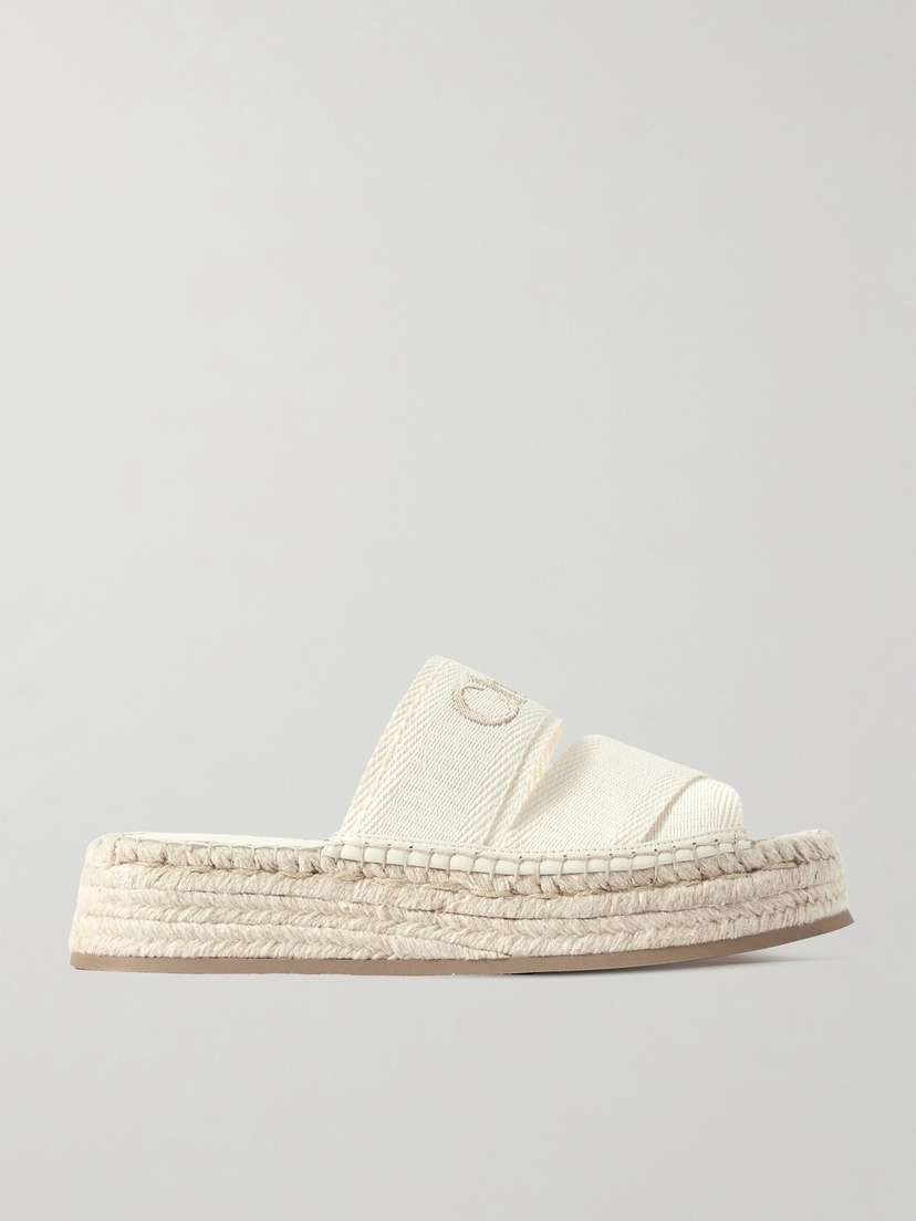 Chloé Mila Logo-embroidered Canvas Espadrille Slides