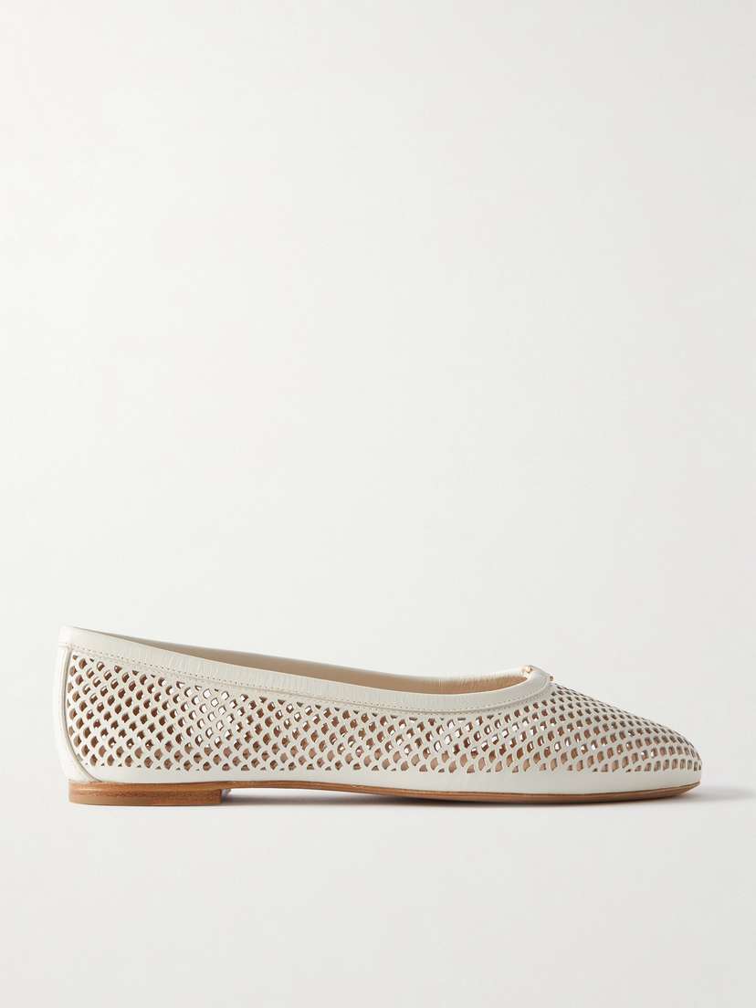 Chloé Marcie Embellished Laser-cut Leather Ballet Flats