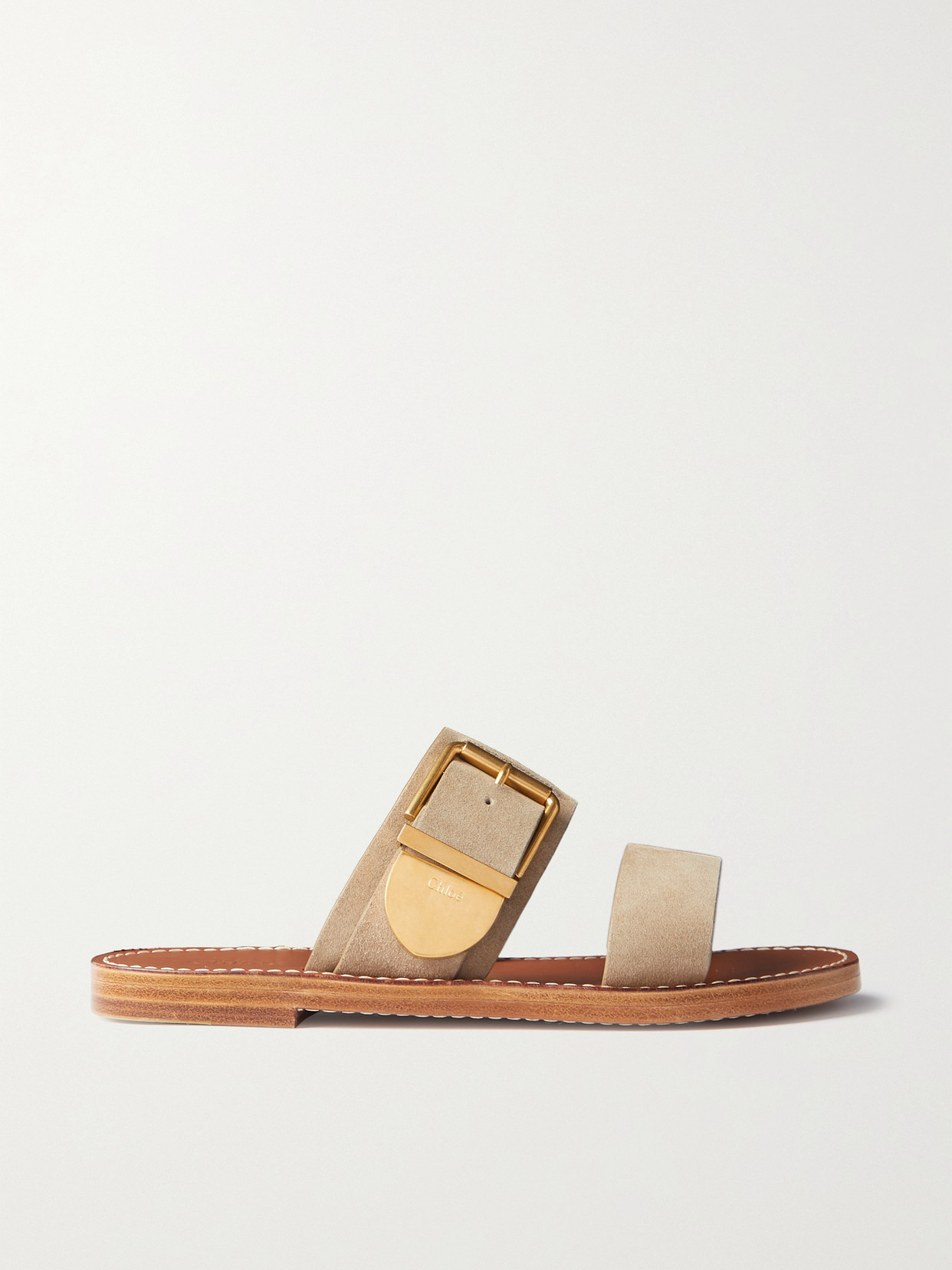 Chloé Rebecca Suede Slides In Gray