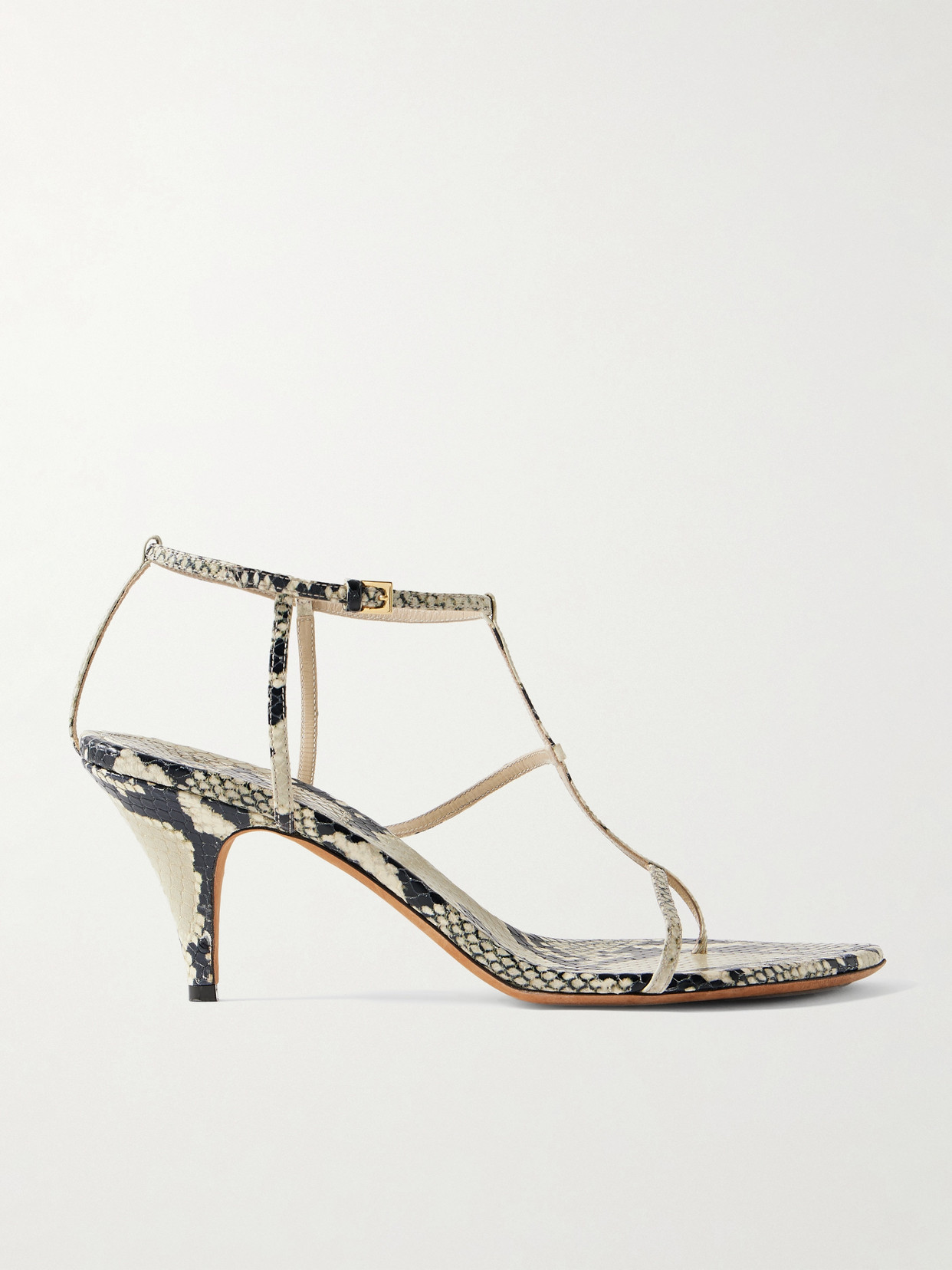 Khaite Jones Snake-effect Leather Sandals In Animal Print