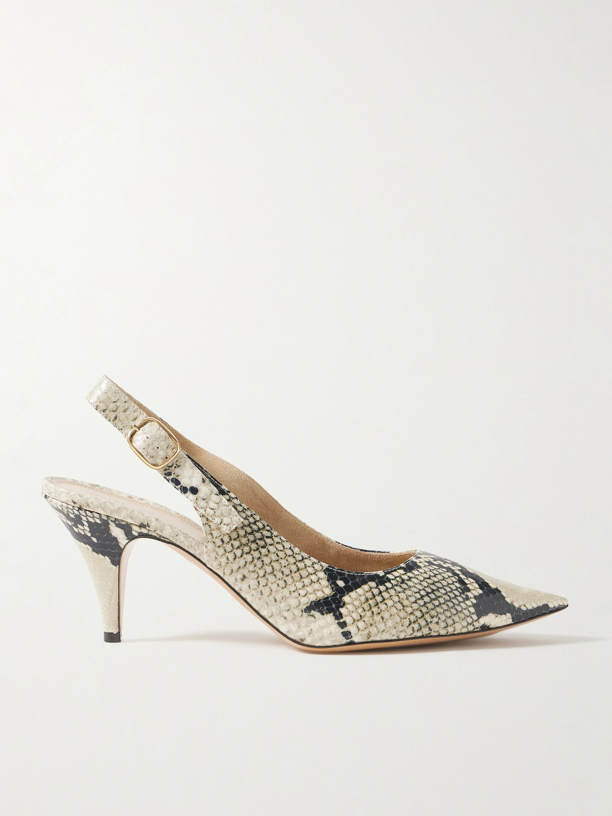 Khaite River Snake-effect Slingback Pumps In Natural