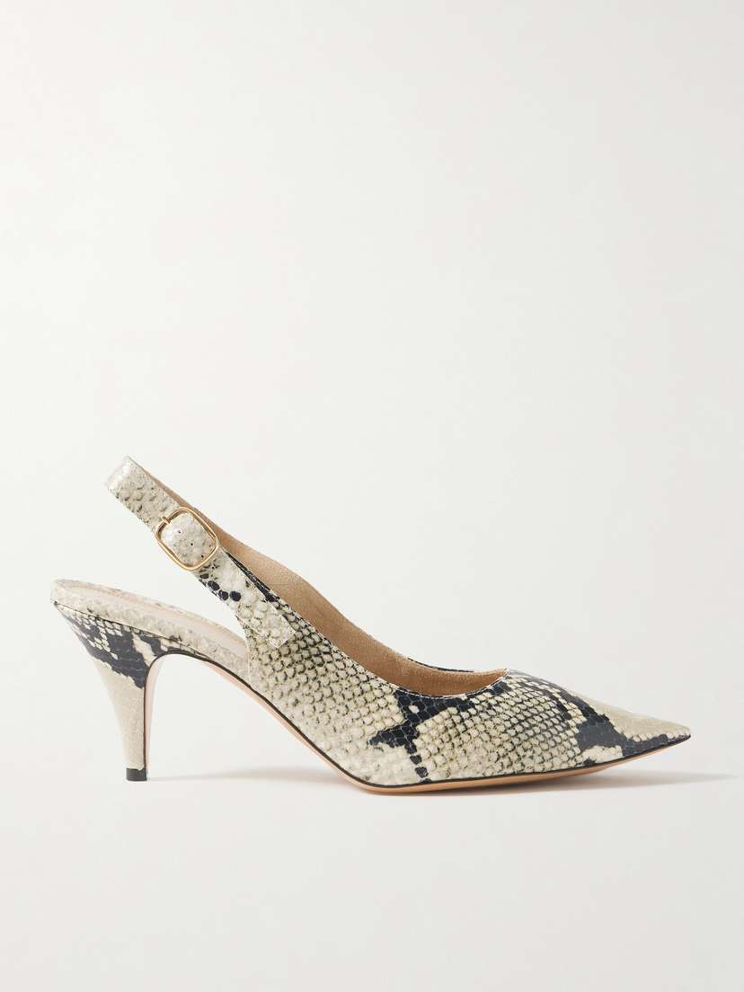 Khaite River Snake-effect Slingback Pumps