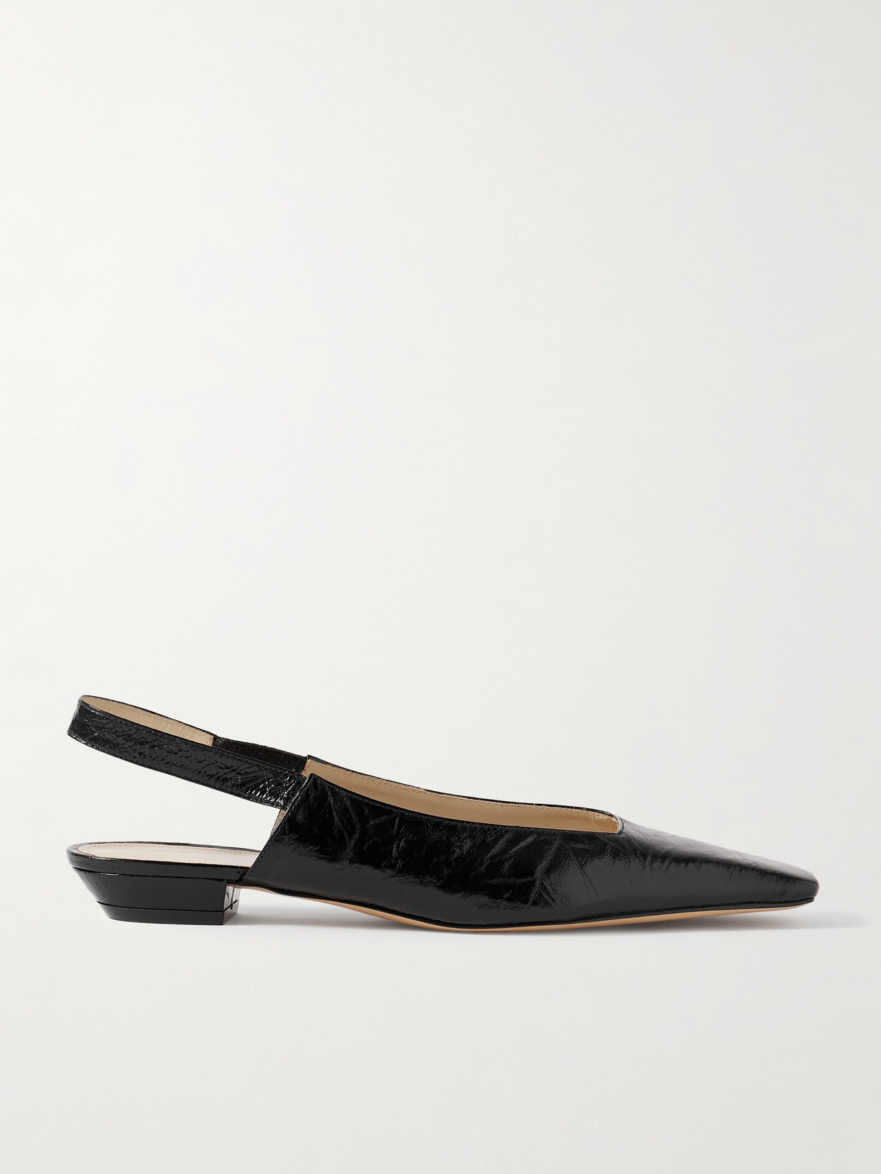 KHAITE - Colin Crinkled-leather Slingback Pumps - Black