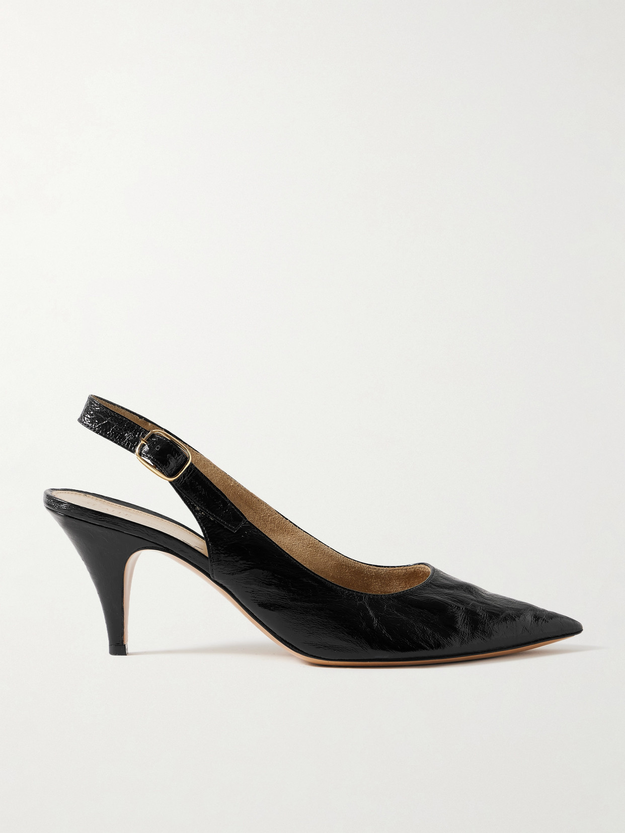 Khaite - River Crinkled-leather Slingback Pumps - Black