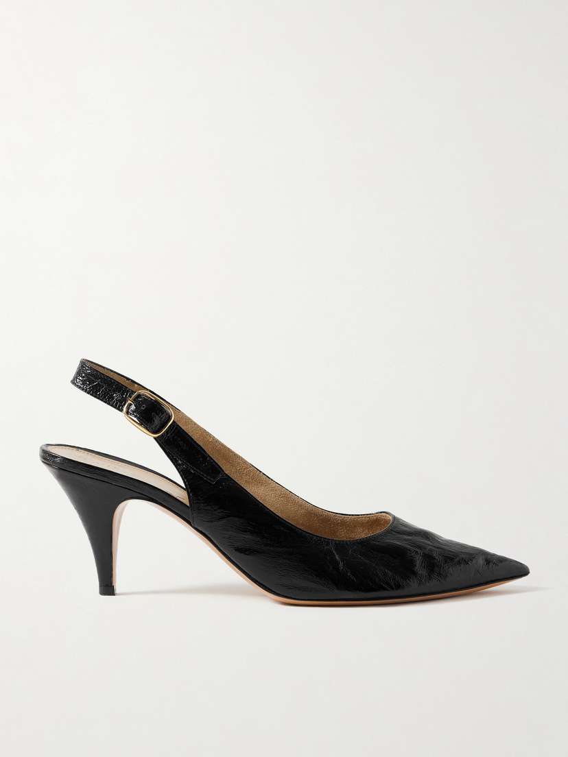 Khaite River Crinkled-leather Slingback Pumps