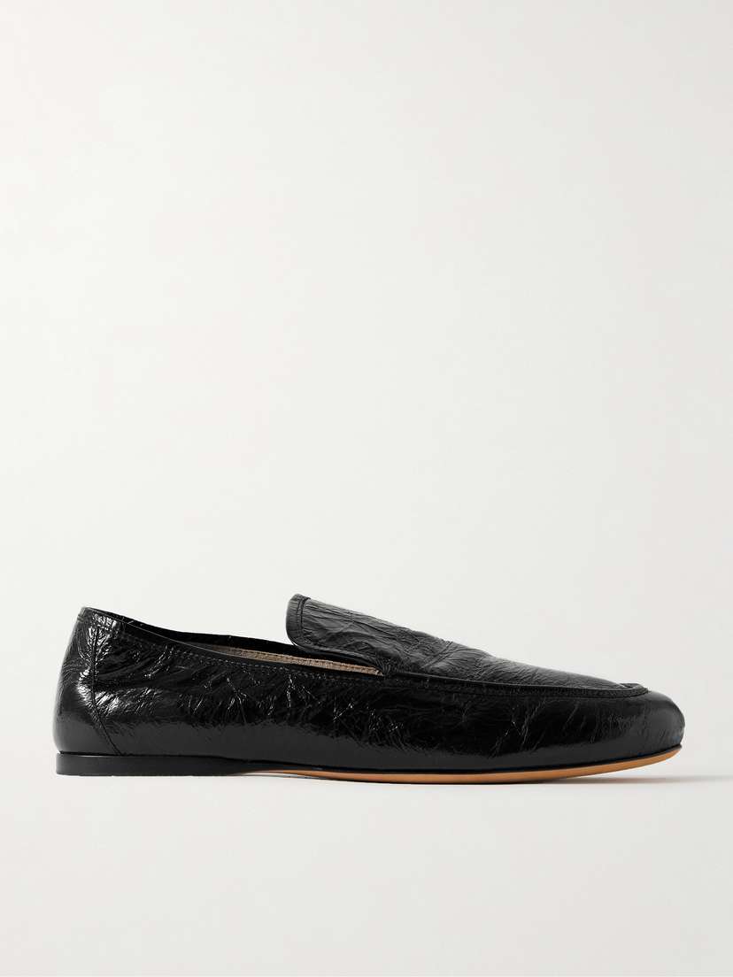 Khaite Alessio Glossed Textured-leather Loafers