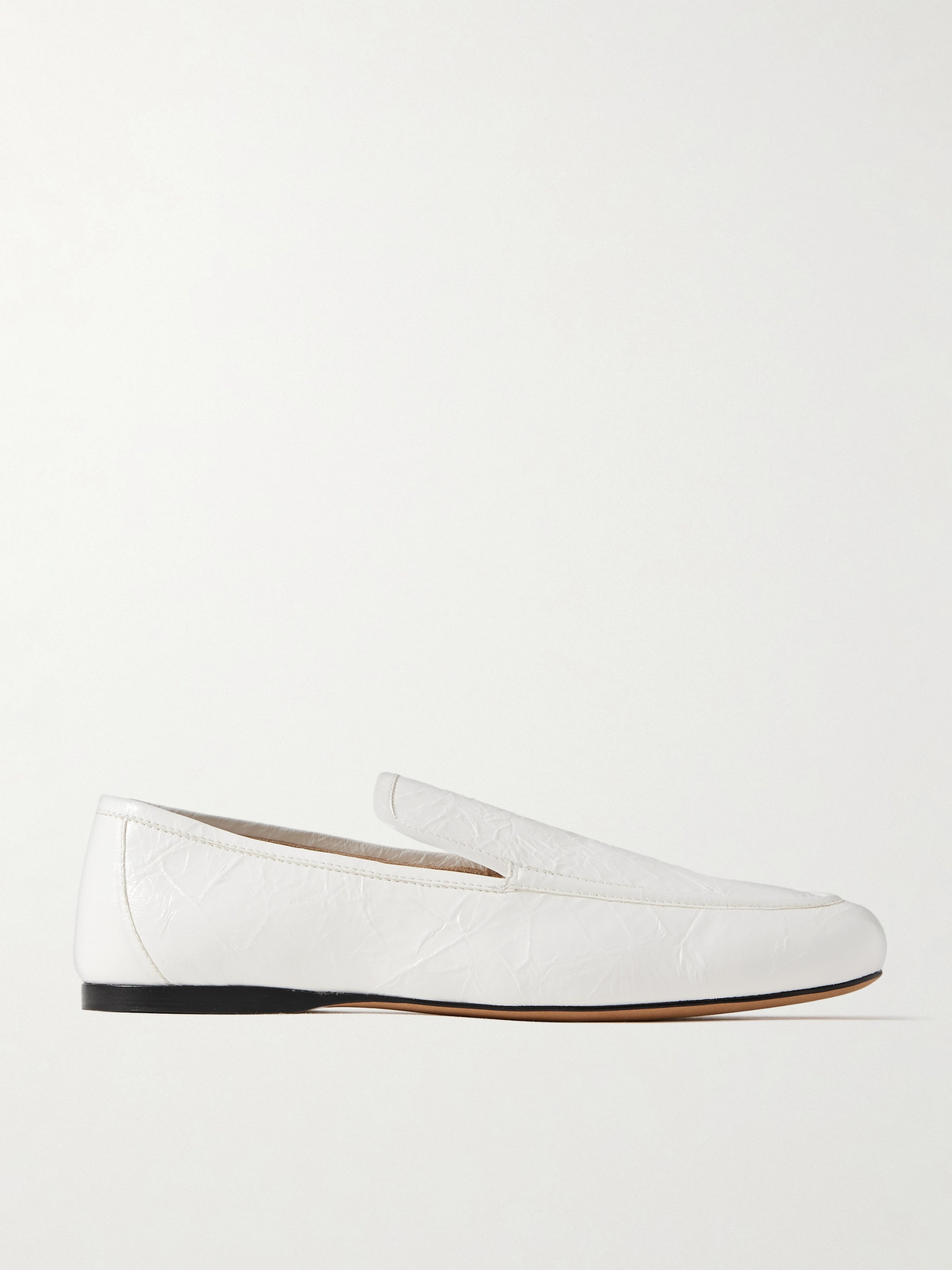 Khaite Alessio Crinkled-leather Loafers In White