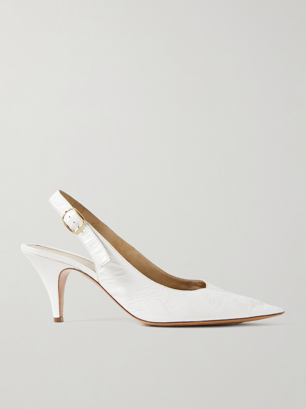 Khaite - River Crinkled-leather Slingback Pumps - White