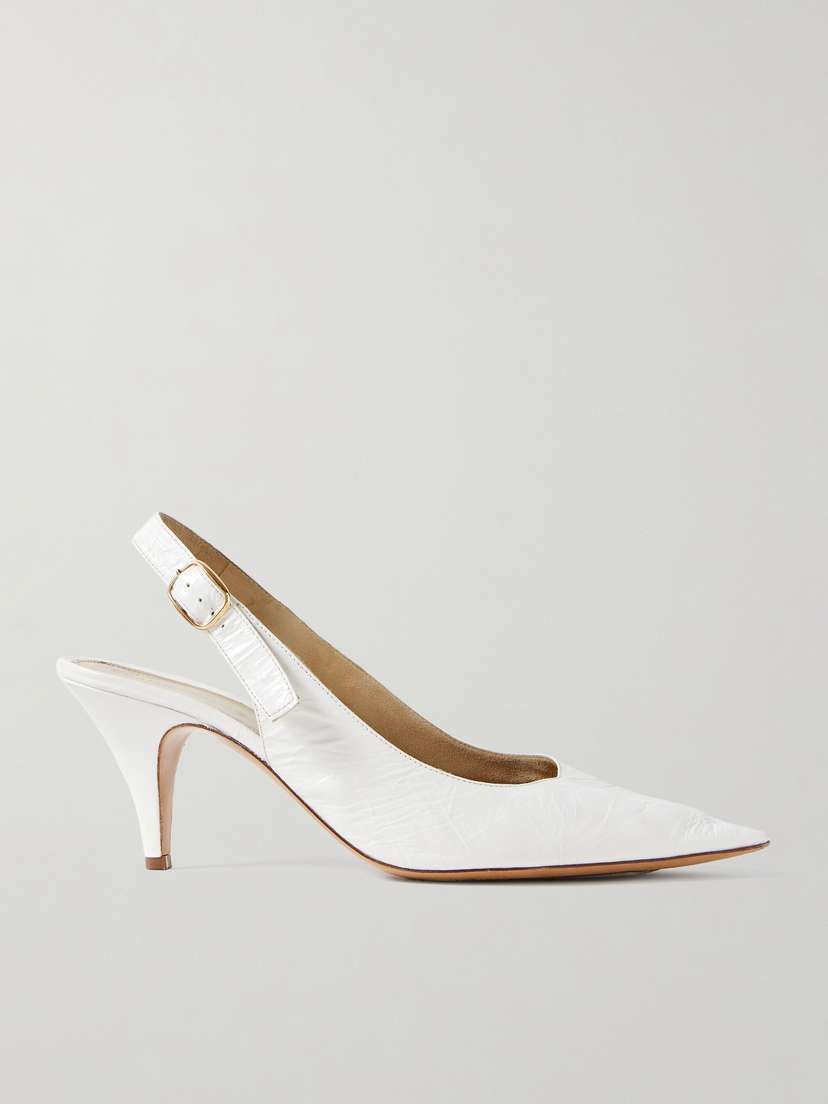 Khaite River Crinkled-leather Slingback Pumps
