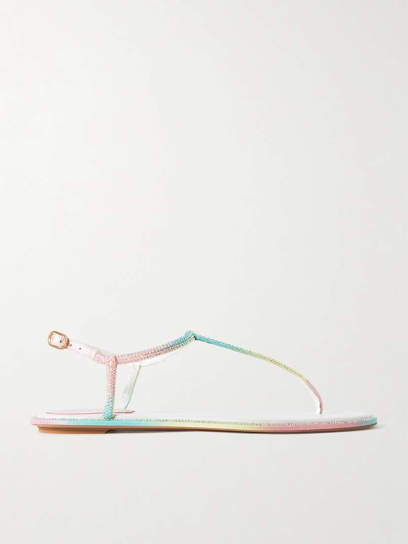 René Caovilla Diana Rainbow Crystal-embellished Satin Sandals