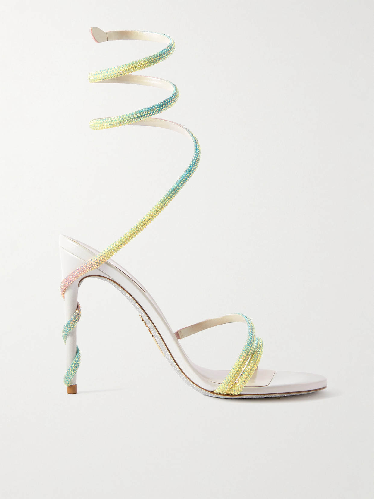 René Caovilla Cleo Crystal-embellished Satin Sandals In Multi