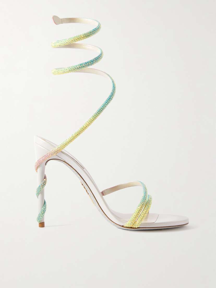 René Caovilla Cleo Crystal-embellished Satin Sandals
