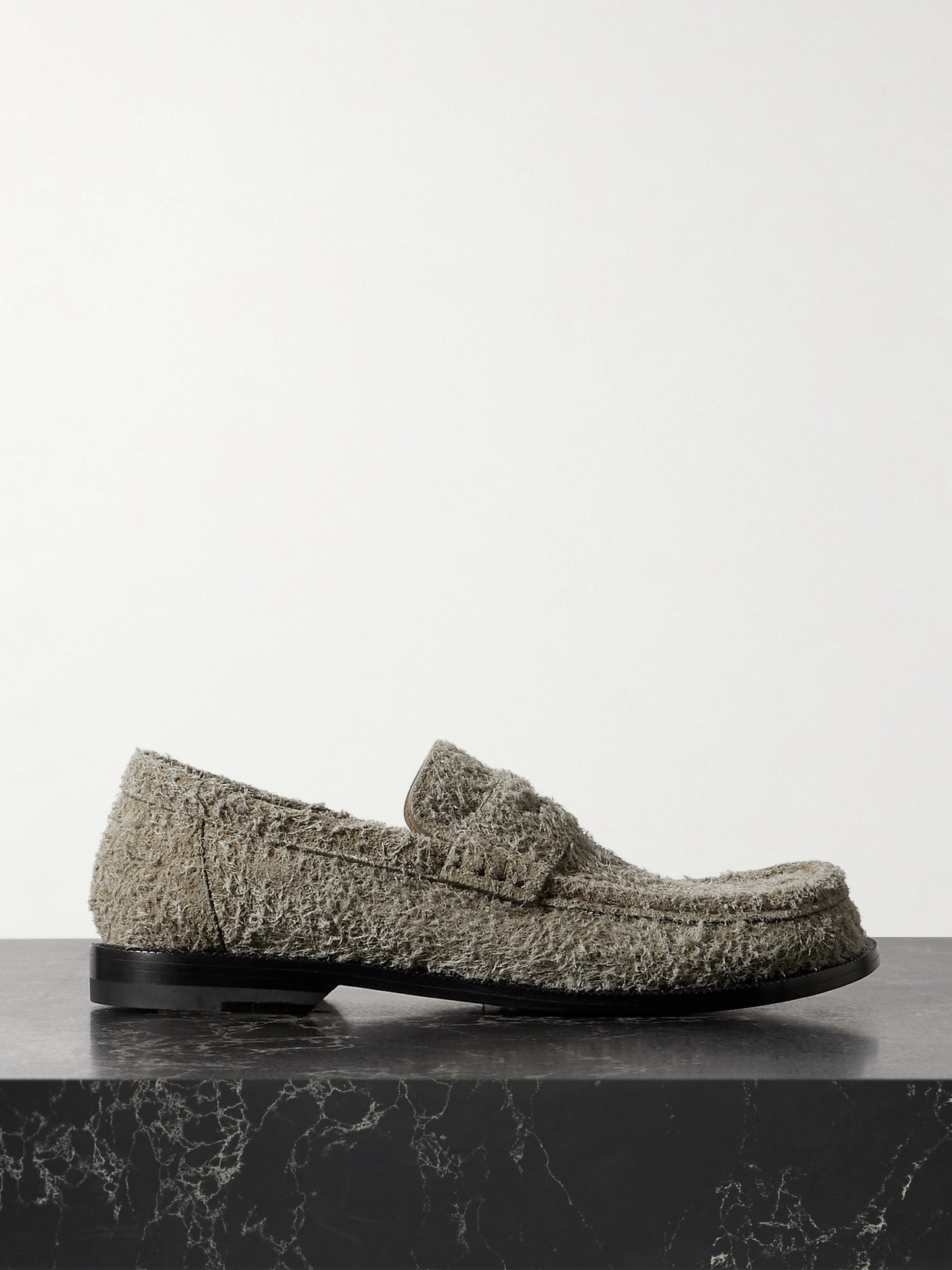 Loewe Brushed Suede Campo Loafers In Green